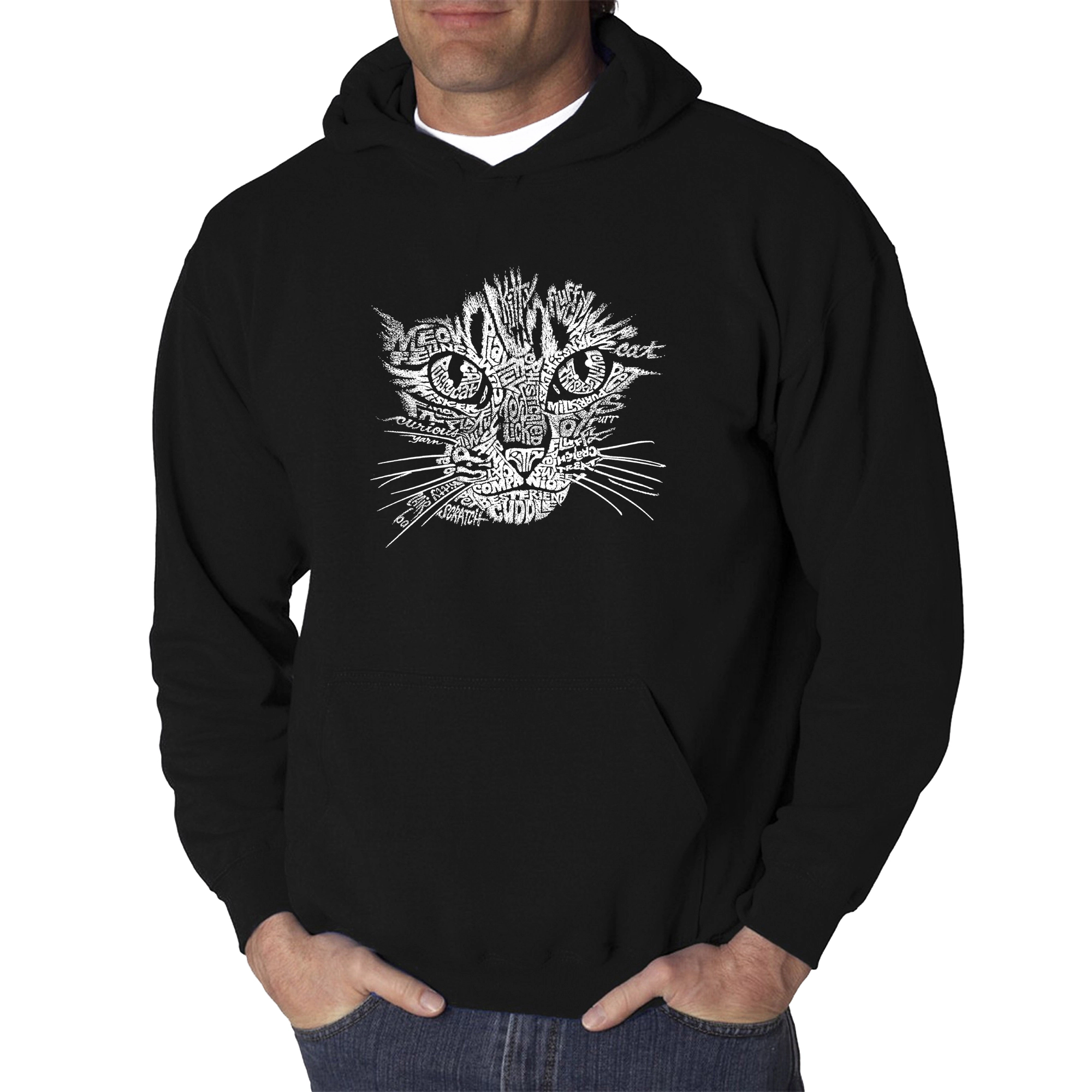 LA Pop Art Cat Face - Men's Word Hooded Sweatshirt