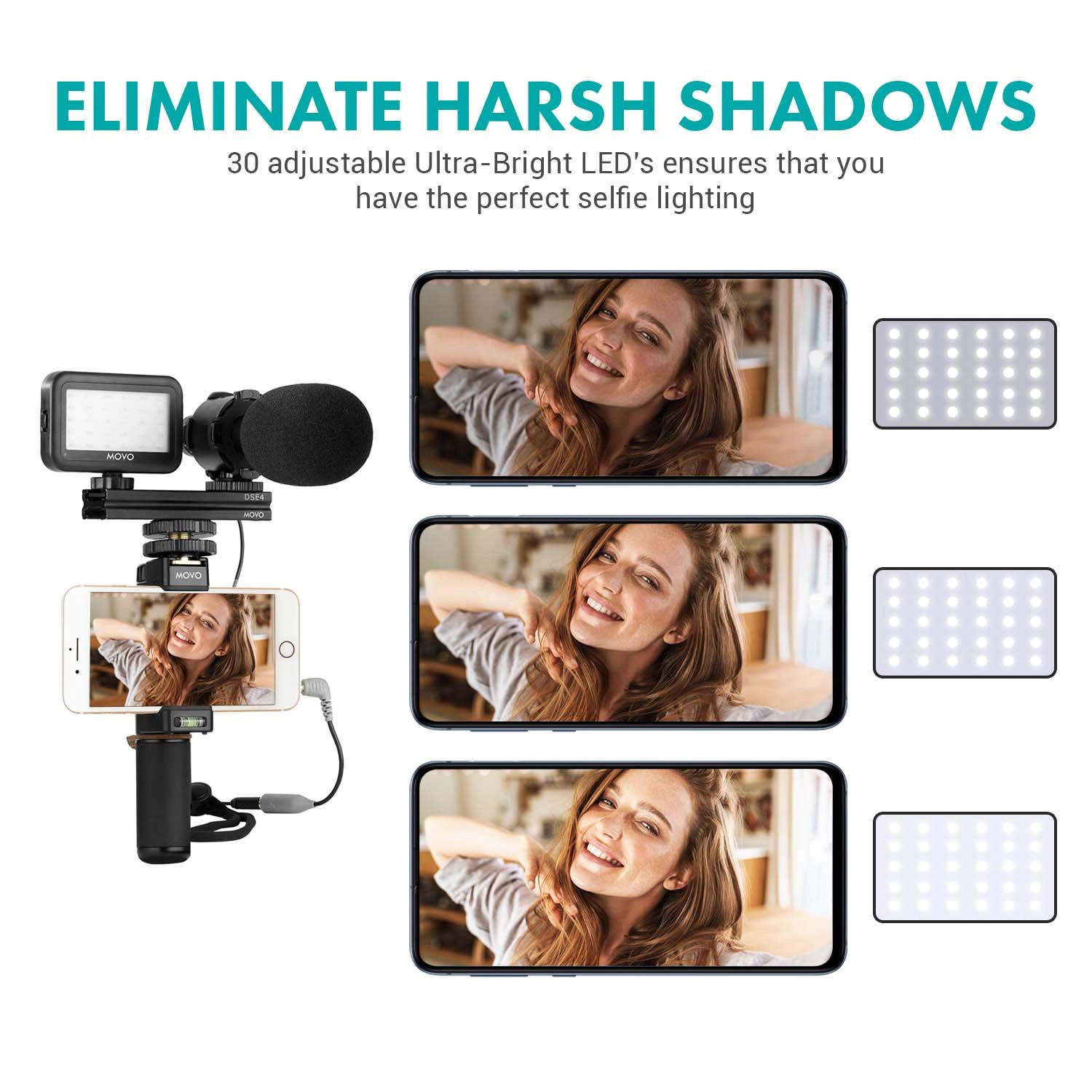 Movo Vlog Kit V7 - YouTube Starter Kit with Grip Stereo Microphone Light and Wireless Remote