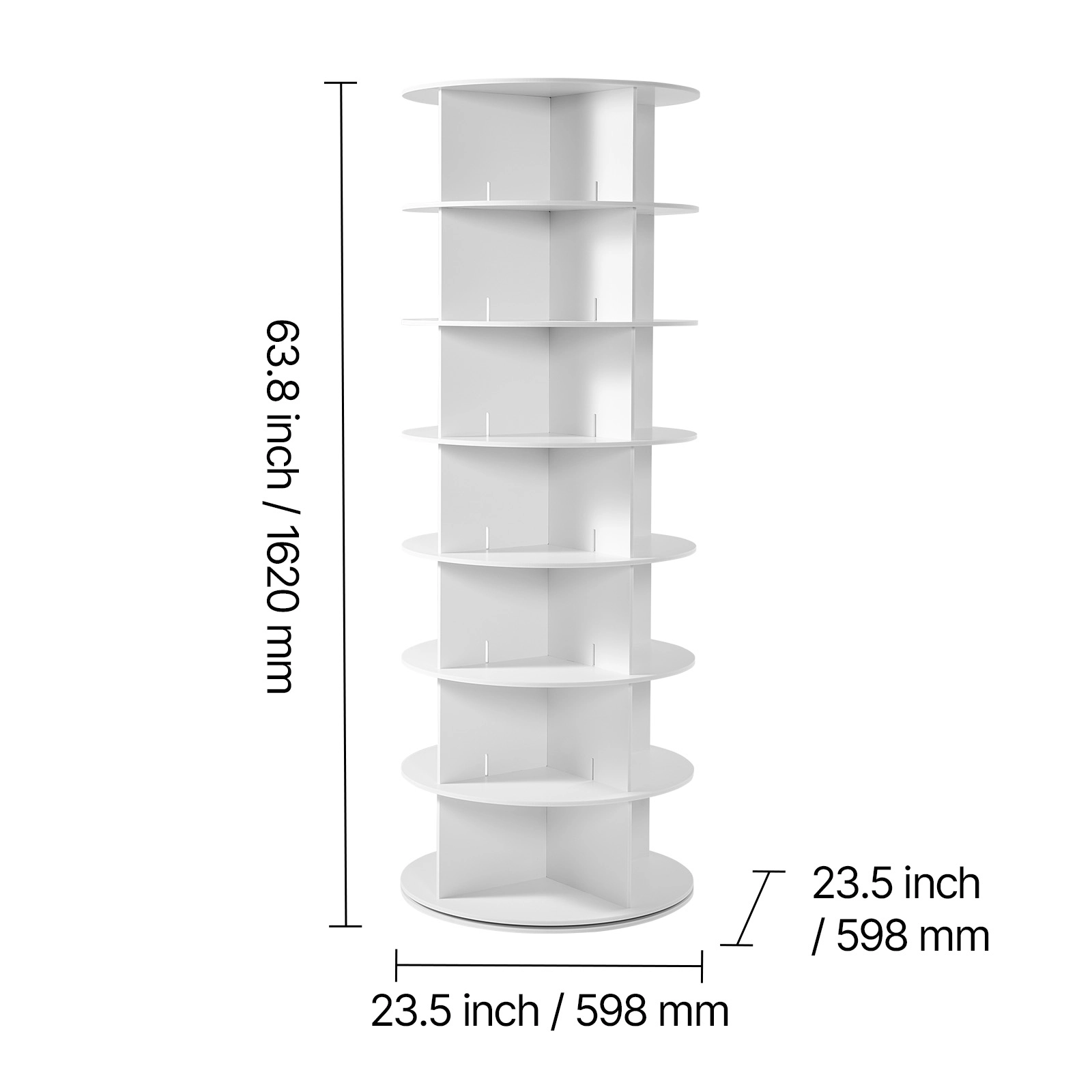 HONGGE Rotating Shoe Rack Tower 360° Spinning Shoe Rack Revolving Storage Round Carousel Display Freestanding Lazy