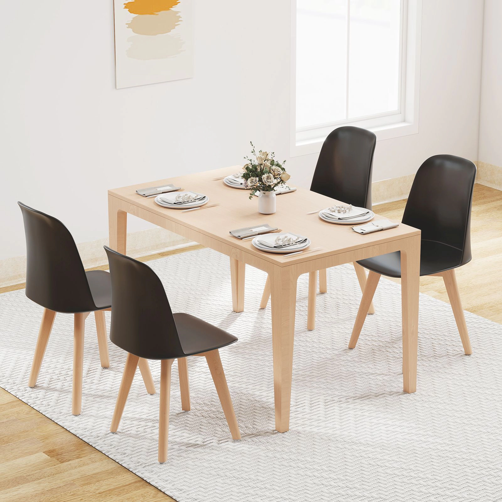 SlickBlue Modern Dining Chairs Set of 2 with Beech Wood Legs