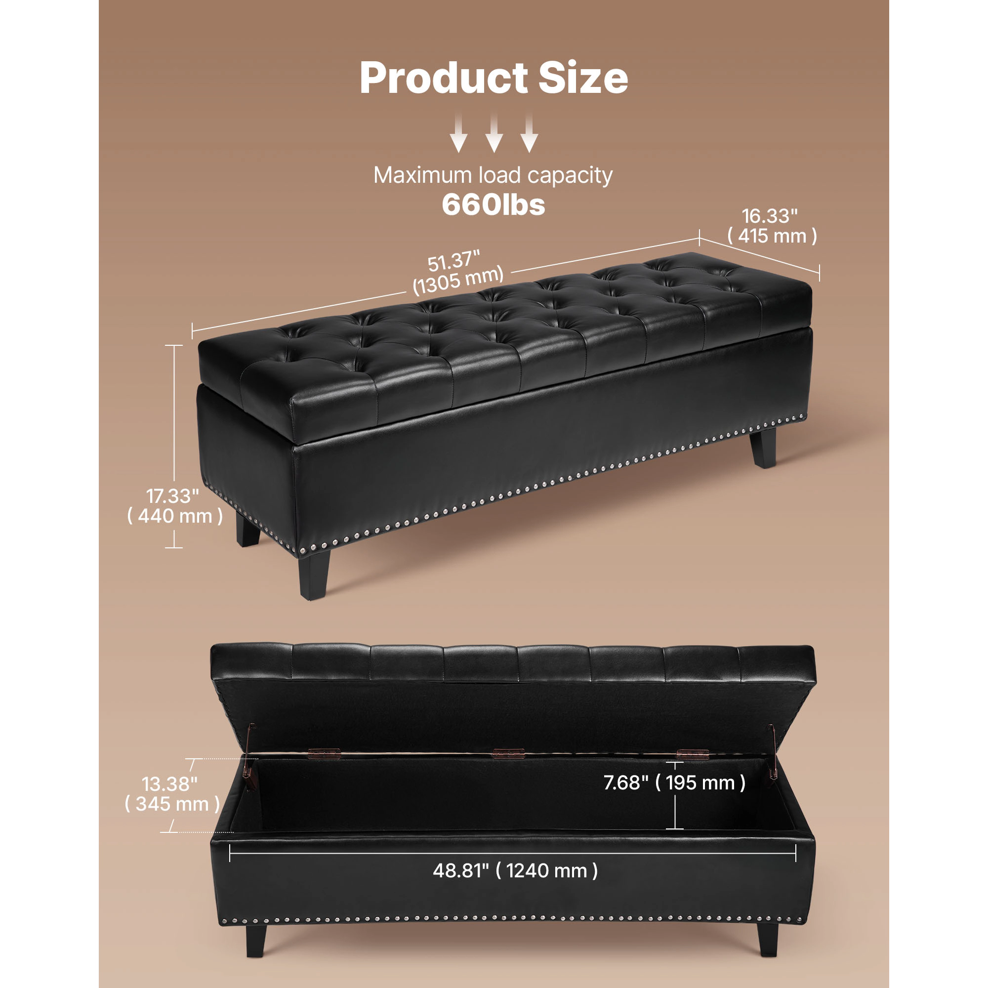 HONGGE Upholstered Leather Bench with Legs for Entryway, Shoe Bench Seat for Living Room, Dining Room, End of Bed