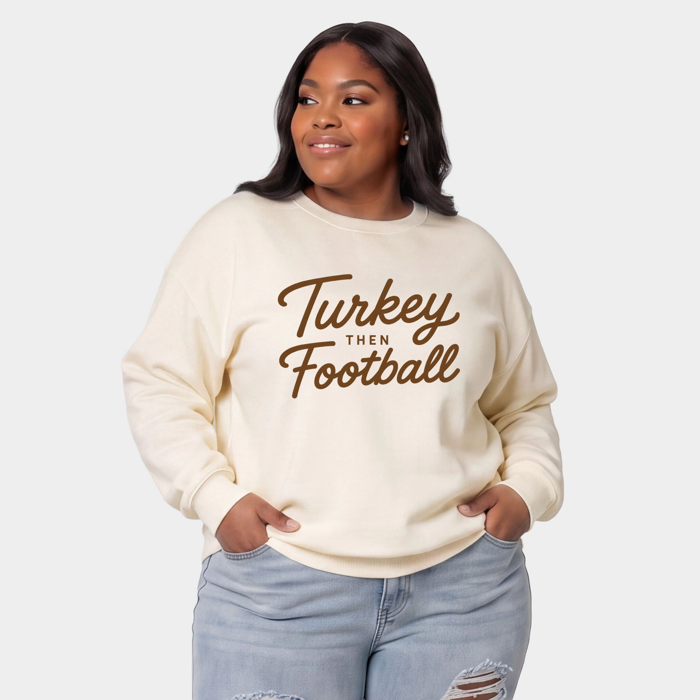 Simply Sage Market - Women's Plus Sized Graphic Sweatshirt Turkey Then Football
