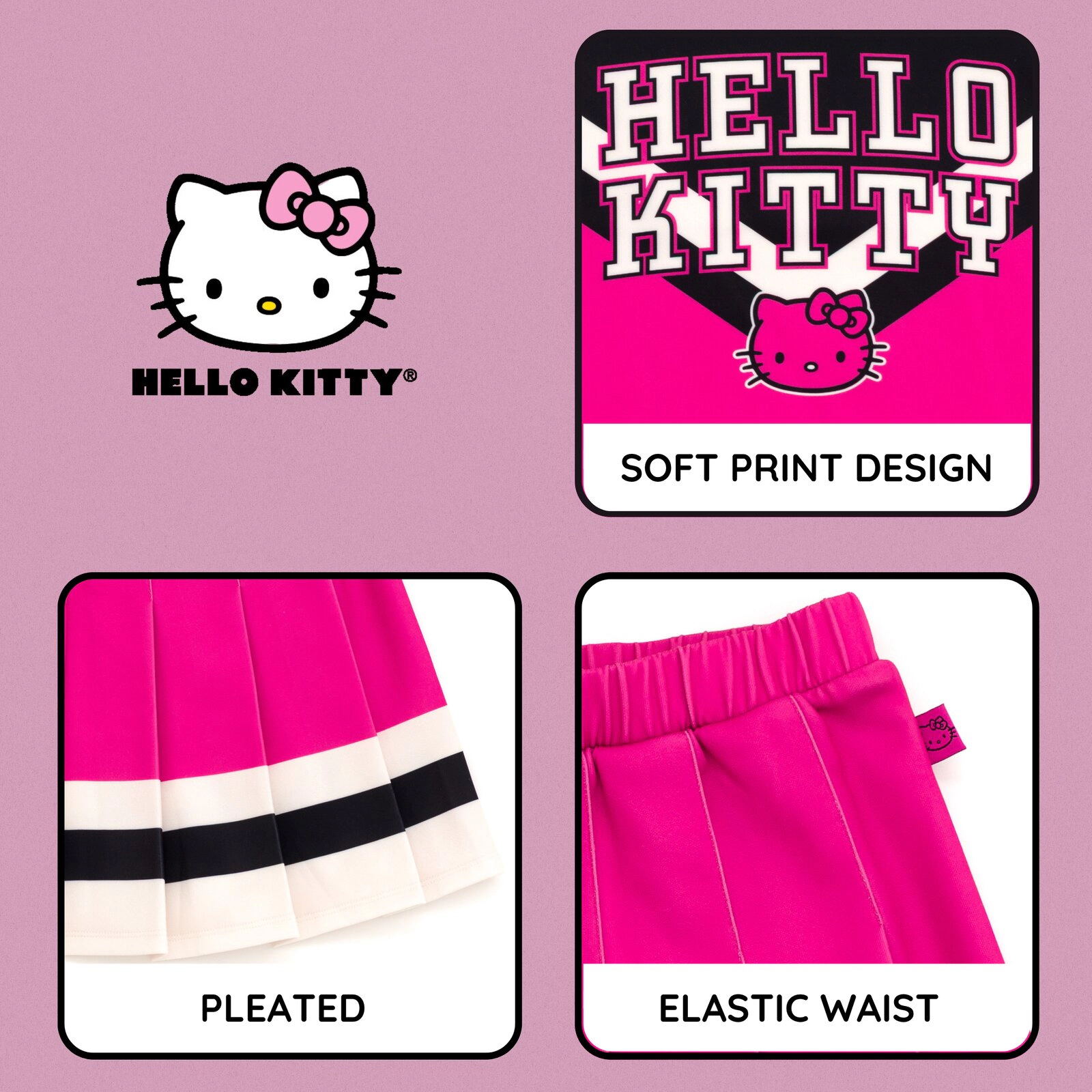 Hello Kitty Girls' Cheerleader Tank Top and Pleated Skirt Set