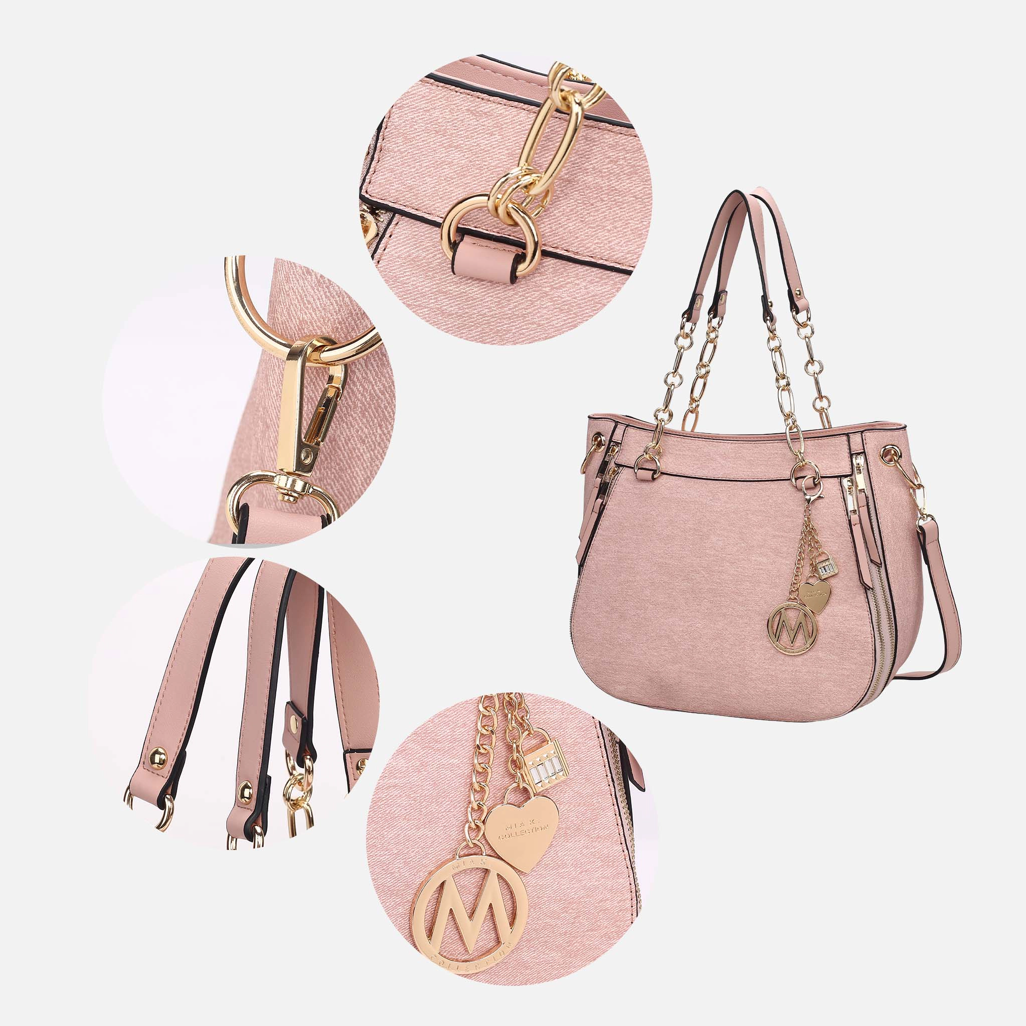 MKF Collection by Mia K Lina Tote Bag and Wallet Set, Denim Vegan Leather Handbag