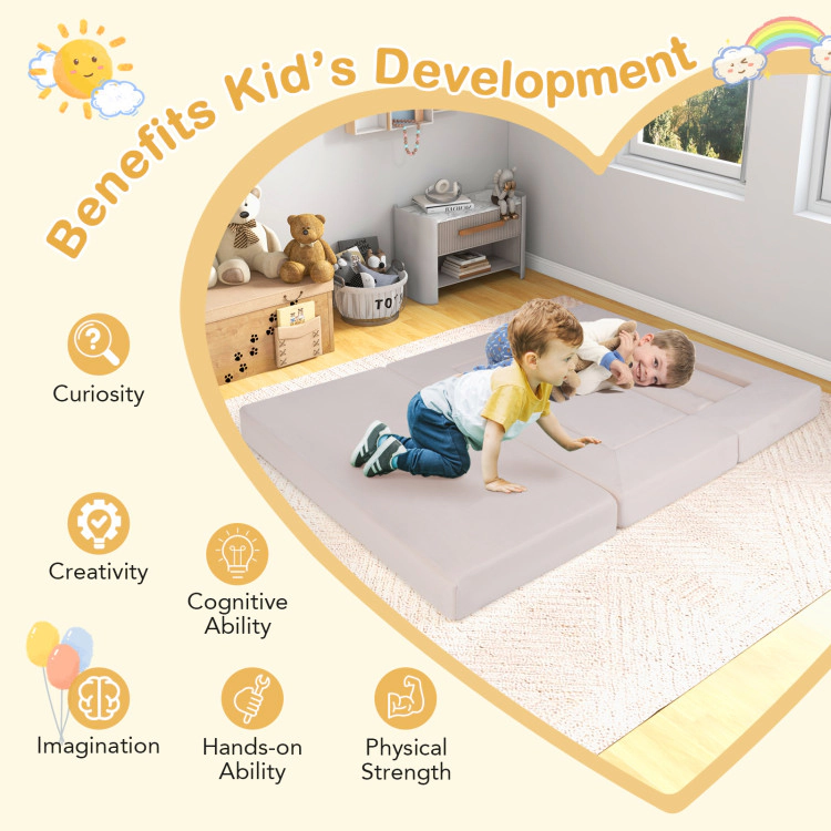 Hivvago 9-Piece Climb and Crawl Foam Floor Playset with Breathable Suede Fabric