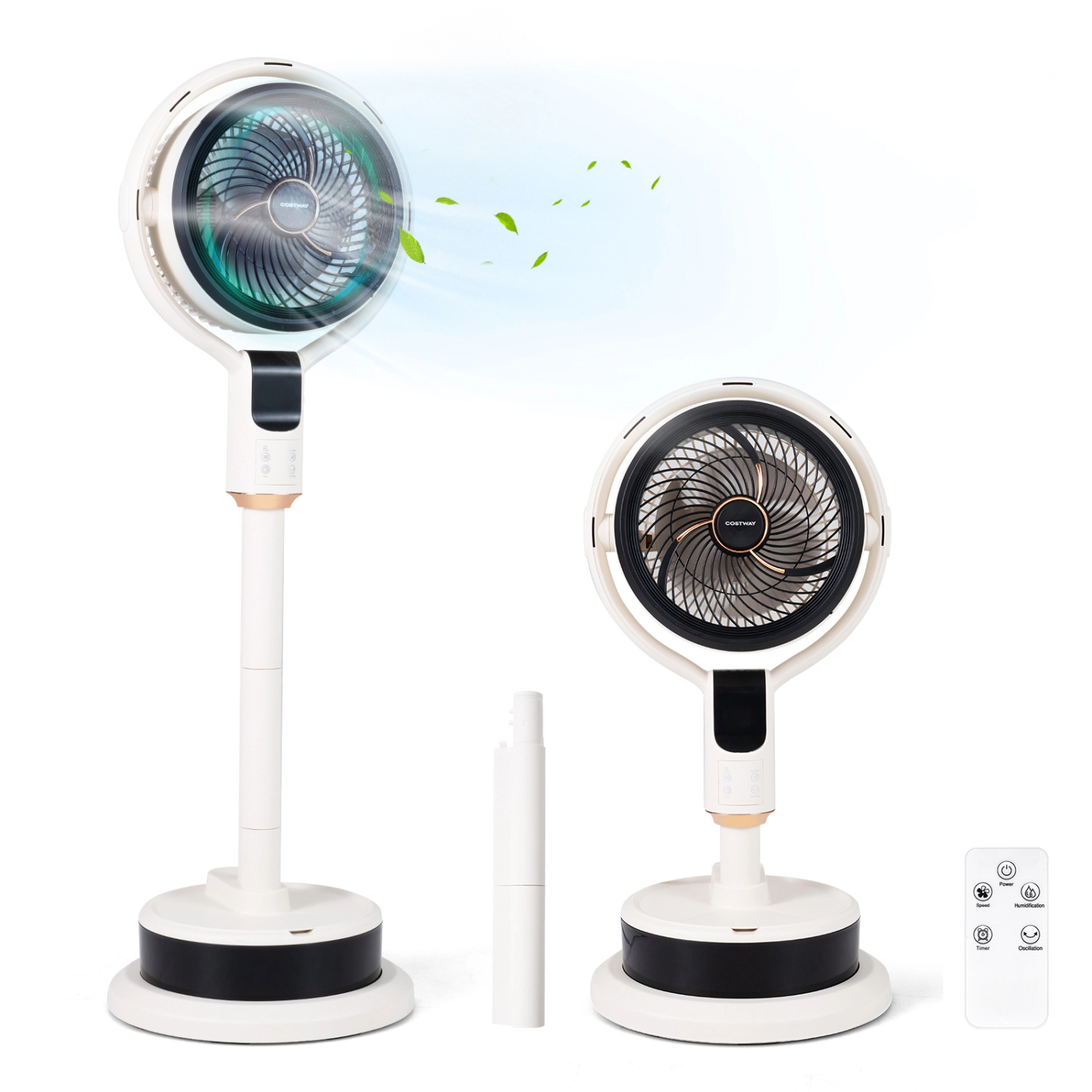 LJG Misting Pedestal Fan Air Circulator with 90° Auto Oscillation Floor Standing Fan with 8 Speeds