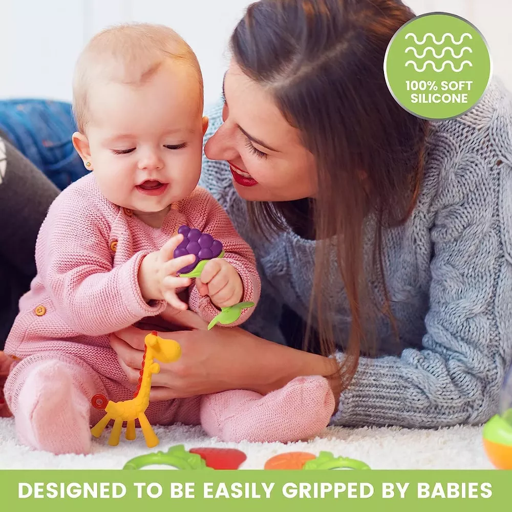 Sperric Silicone Baby Feeding Set - Suction Bowls w/ Lids, Adjustable Bibs, Teething Toys for Babies 0-6 Months BPA Free