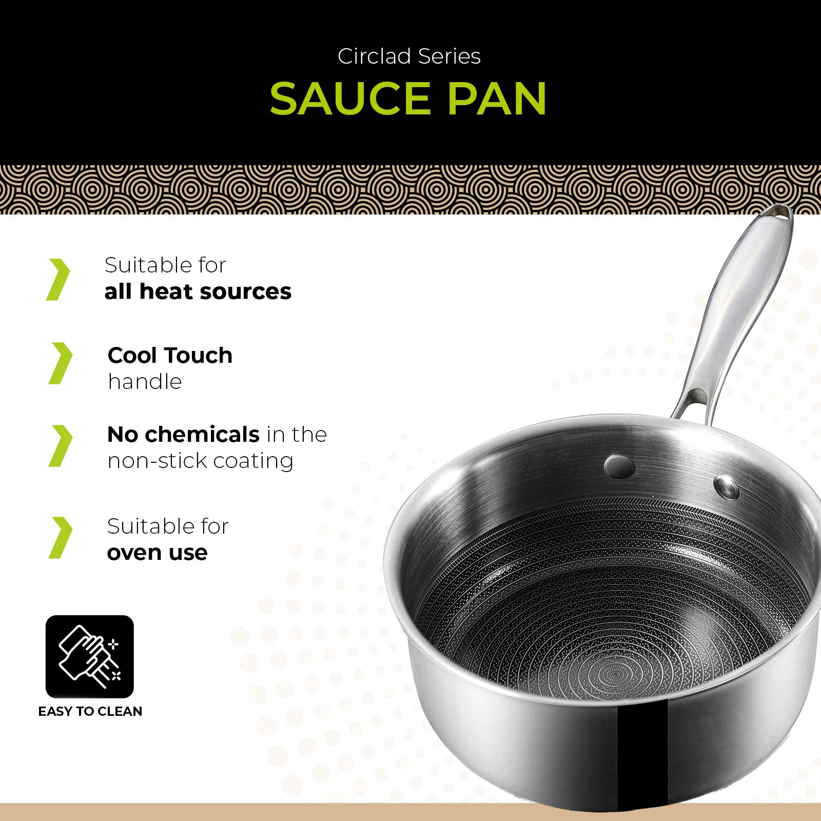 BE - LIVING CIRCLAD Series 2-Quart Hybrid Nonstick Saucepan with Lid 7”