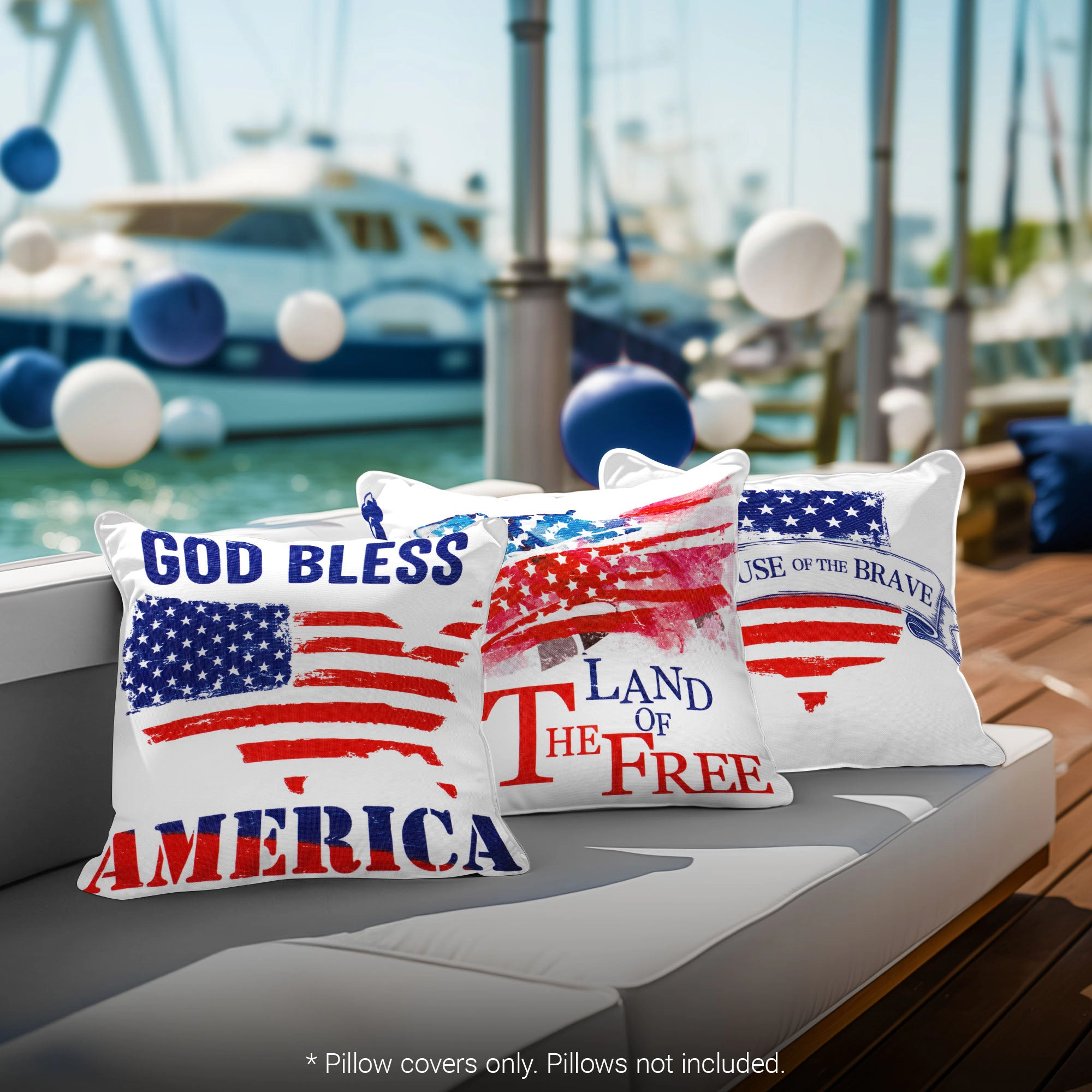G128 Patriotic Land of Free Decorative Throw Pillow Covers