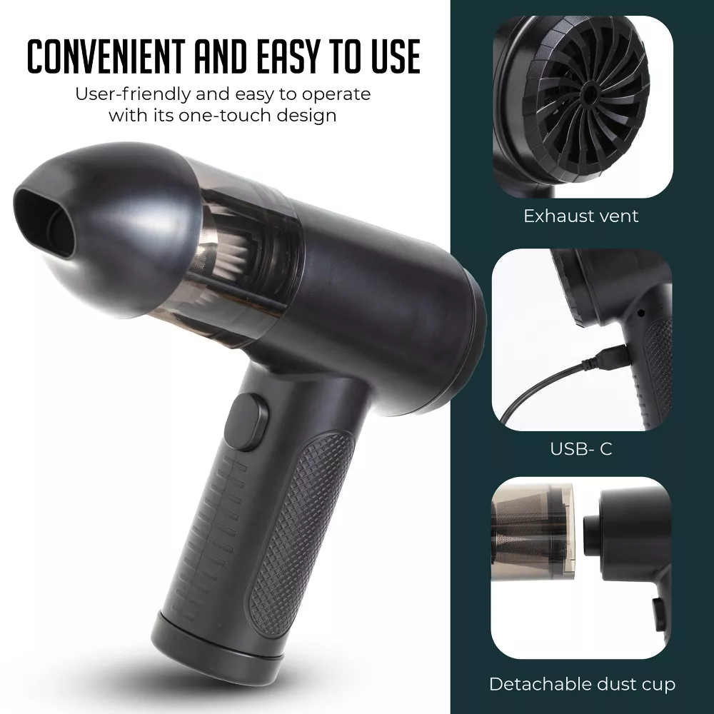 Luminuxe Handheld Air Duster & Mini Vacuum Cleaner Combo, 6 Attachments Multi-Functional Rechargeable Cleaning Kit