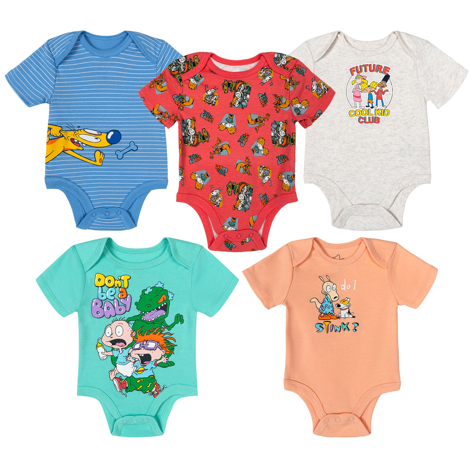 Nickelodeon Baby Boys' 5-Pack Short Sleeve Bodysuits