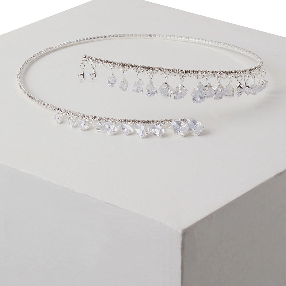 SOHI Women's Silver Crystal Torque Necklace