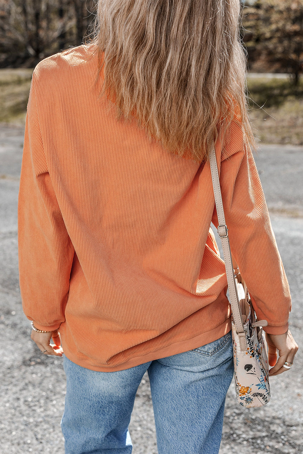 Threaded Pear Women's Kamryn Ribbed Corduroy Oversized Sweatshirt