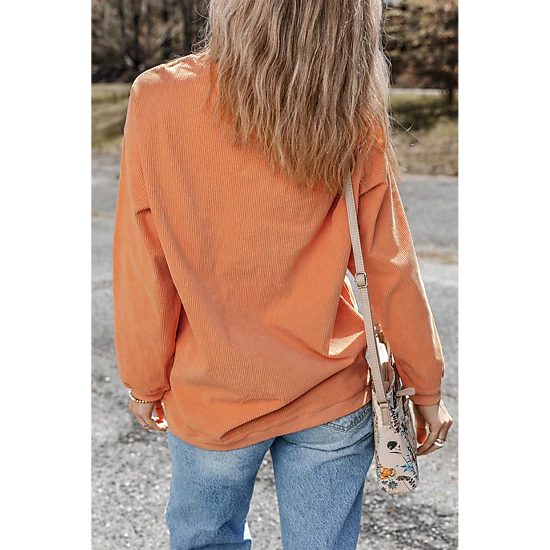 Threaded Pear Women's Kamryn Ribbed Corduroy Oversized Sweatshirt