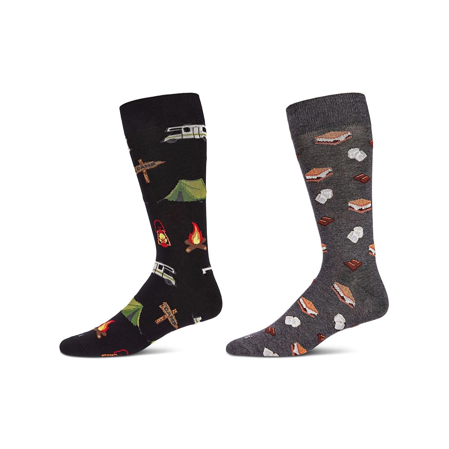 MeMoi 2 Pair Men's Rayon Blend "Food and Drink" Novelty Crew Socks