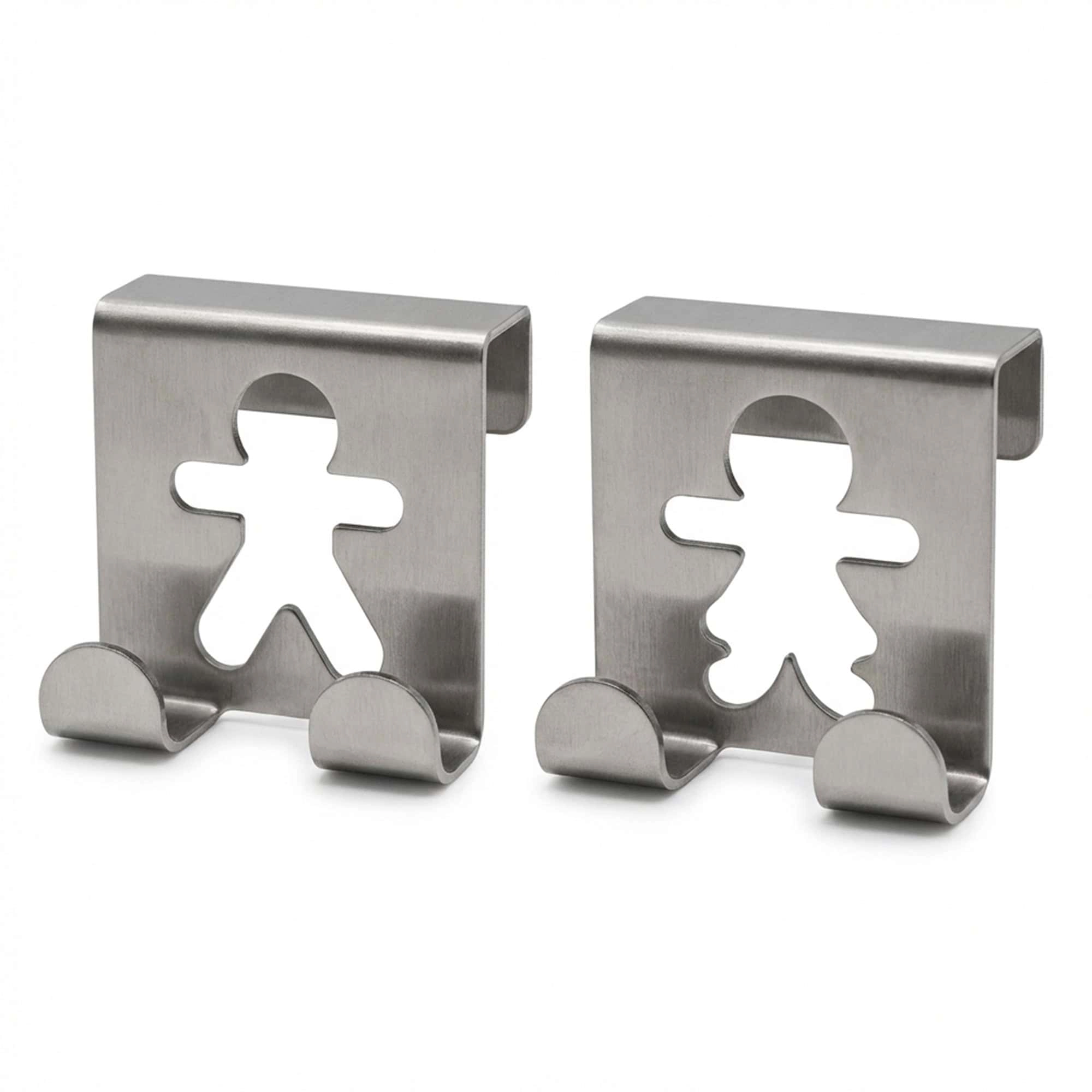 Evideco French Home Goods Set of 2 Over-the-Cabinet Towel Hooks - Metal Man and Woman Silhouettes, No-Drill Installation