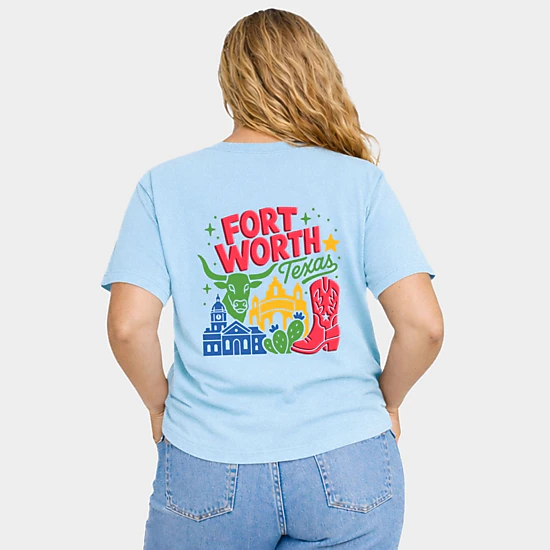 Simply Sage Market - Women's Plus Sized Garment Dyed Graphic T-Shirt - Fort Worth Vibrant Puff Print