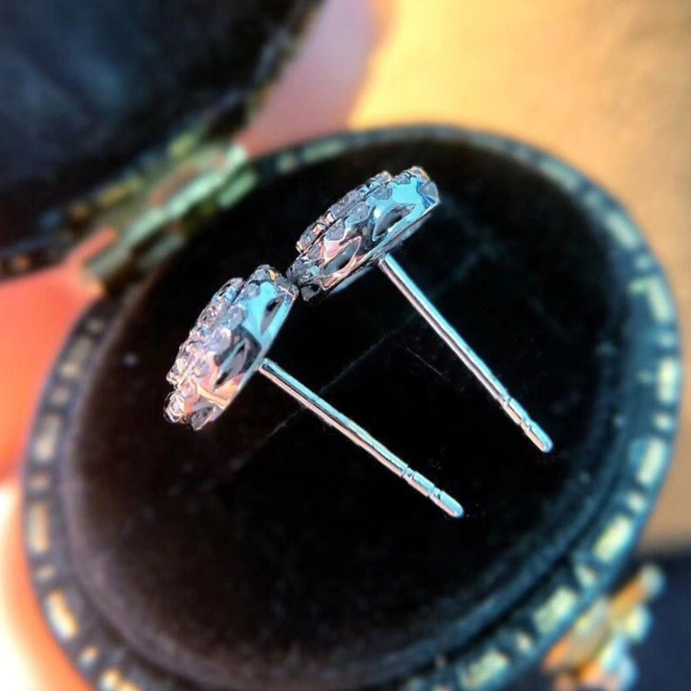 Wardrobe Whimsy Round Halo Cubic Zirconia Stud Earrings for Women