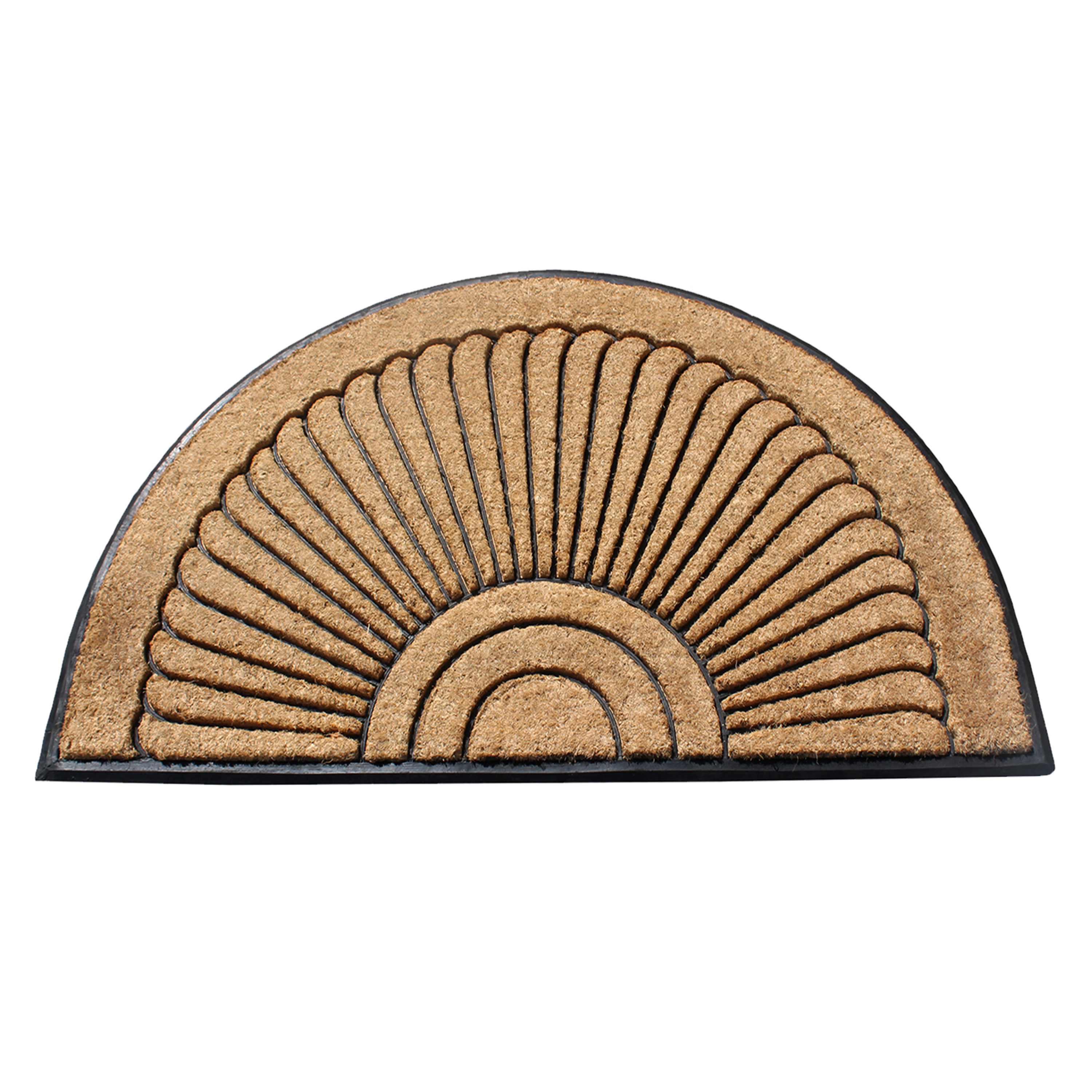 A1HC Half-Round Coir Door Mat 36x72 Inches Heavy Duty Non-Slip Durable Sunburst Semicircle