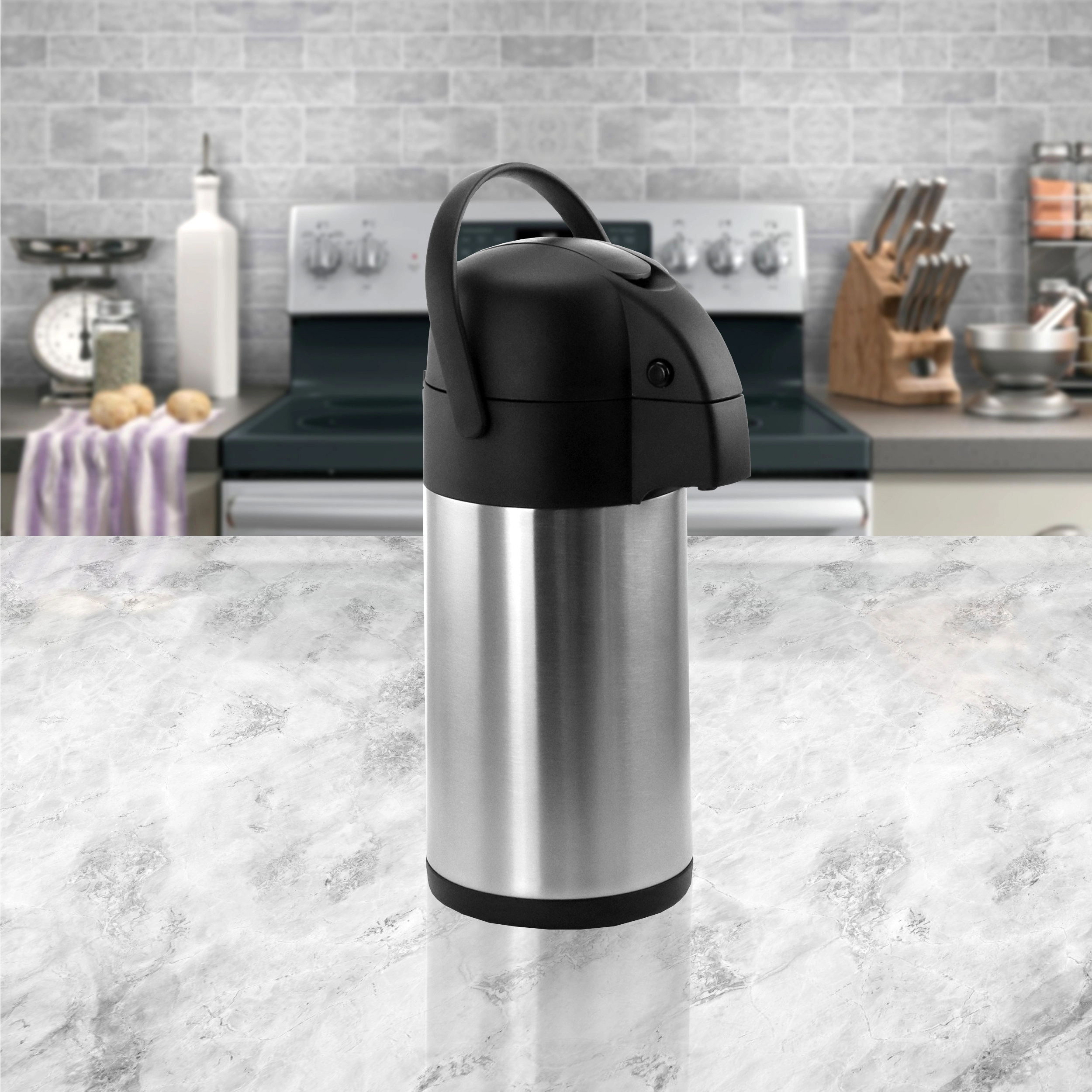 MegaChef 3.17 Quart Stainless Steel Airpot, Hot Water Dispenser for Coffee and Tea