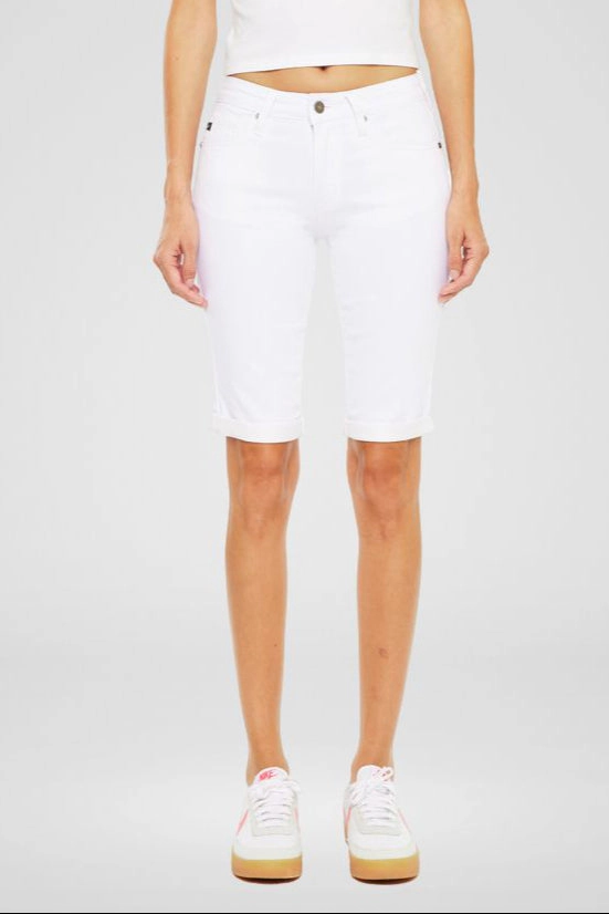 KanCan Women's Essentials Mid Rise Bermuda Shorts Berry