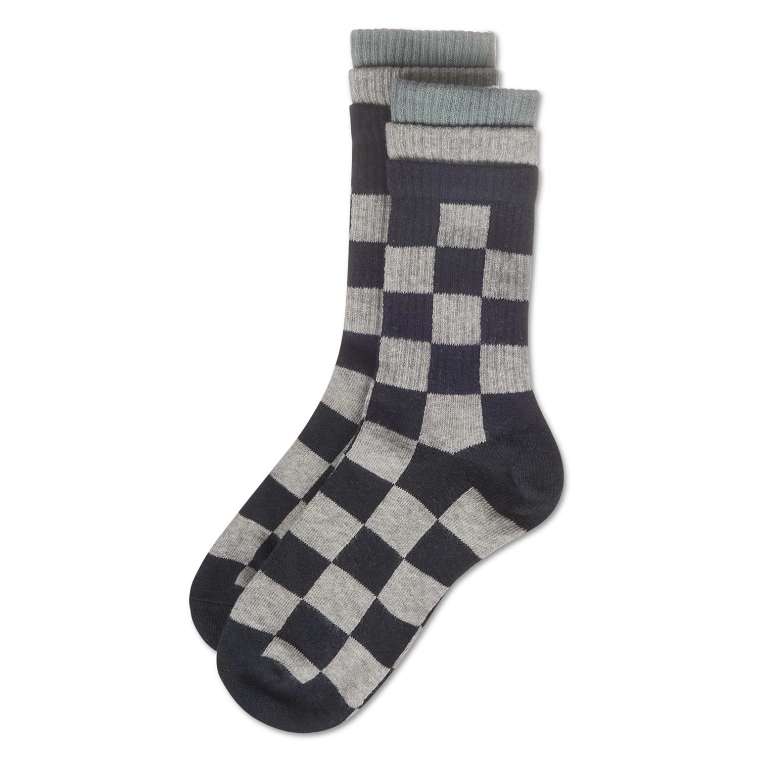 MeMoi Women's Checkmate Triple Cuff Crew Socks