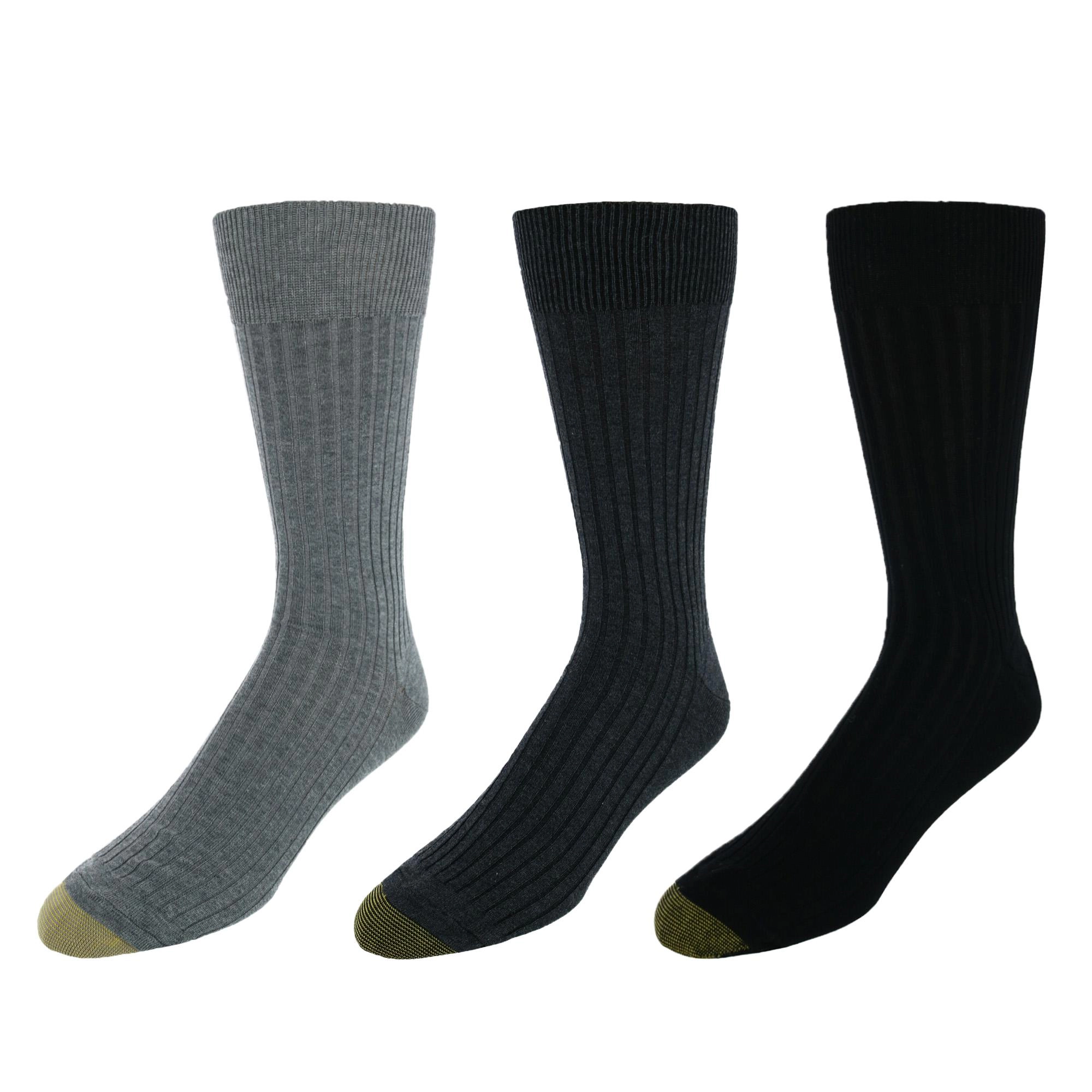 Gold Toe Men's Moisture Control Canterbury Crew Dress Socks (3 Pair Pack)