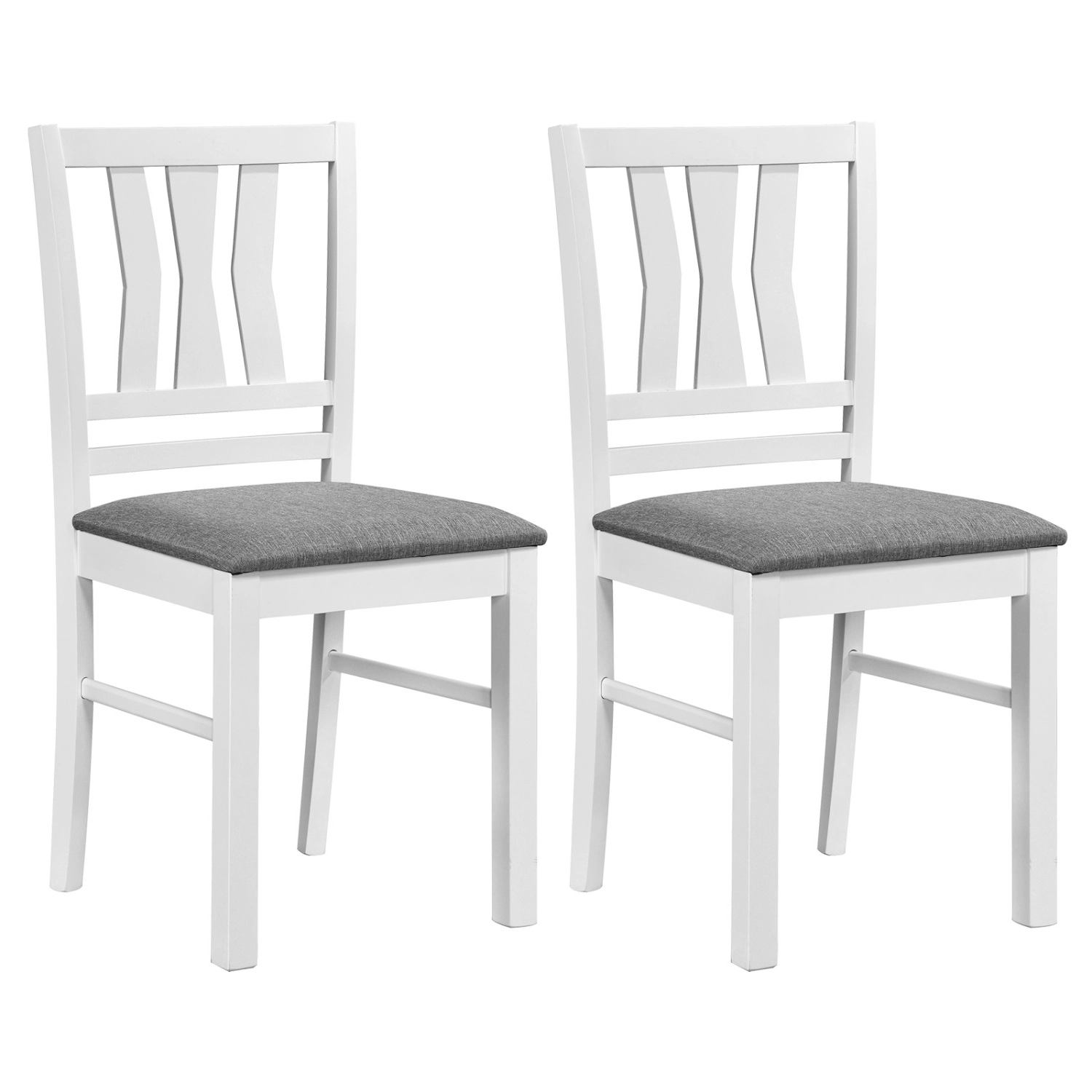 LJG Set of Linen Style Upholstered Kitchen Chairs with Wood Frames