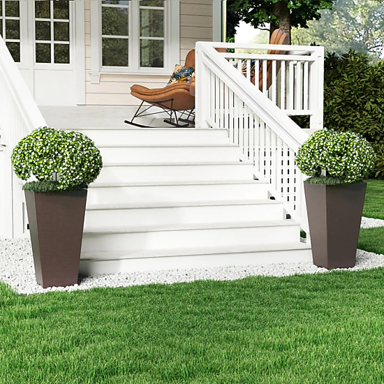 Hivvago Set of 2 Square Taper Planter with Removable Inner Bucket and Optional Drainage Hole