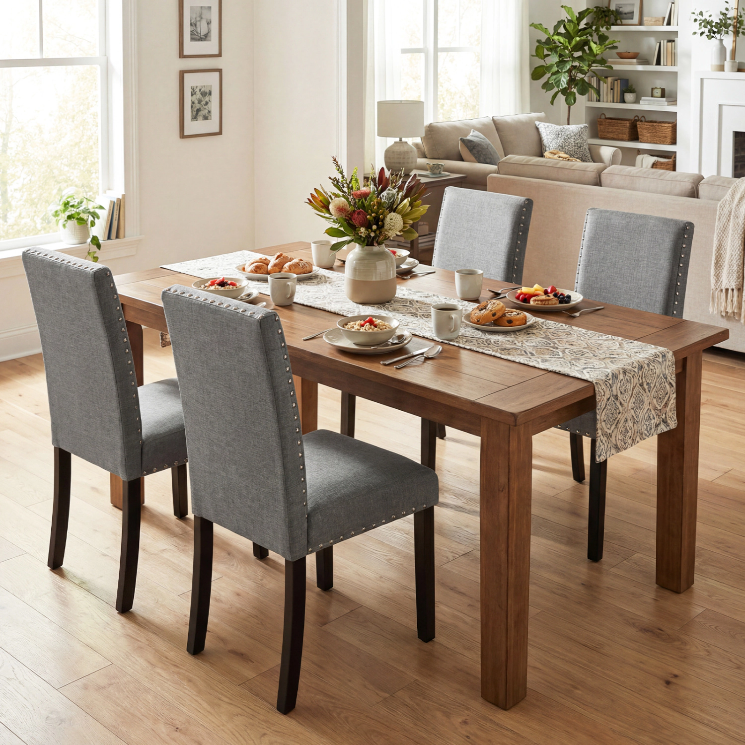 LJG Wooden Dining Chairs with Bent Wood Legs