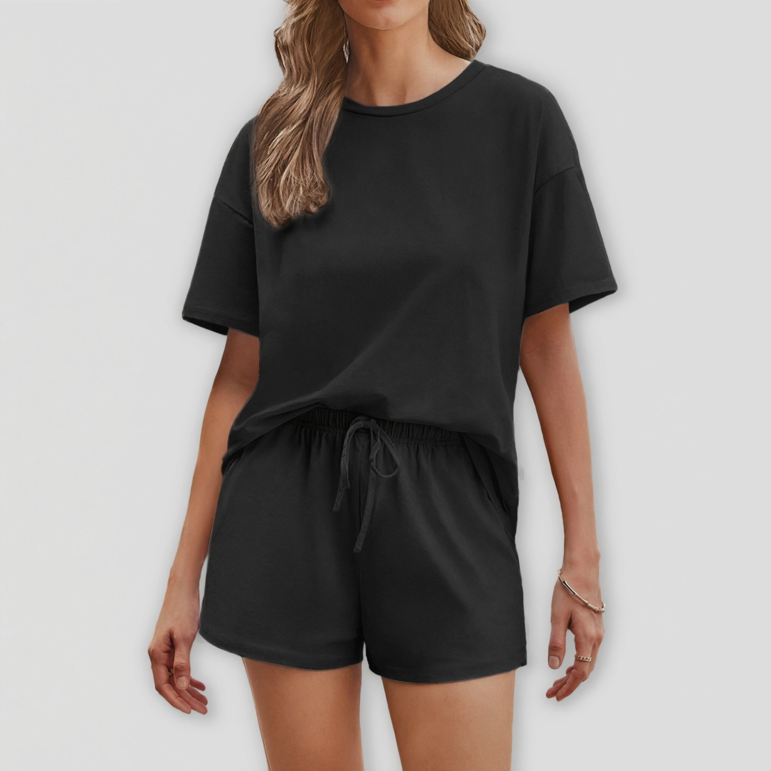 Ekouaer Cotton Pajamas for Women 2 Piece Lounge Sets Short Sleeve Pjs Shorts Set Soft Sleepwear