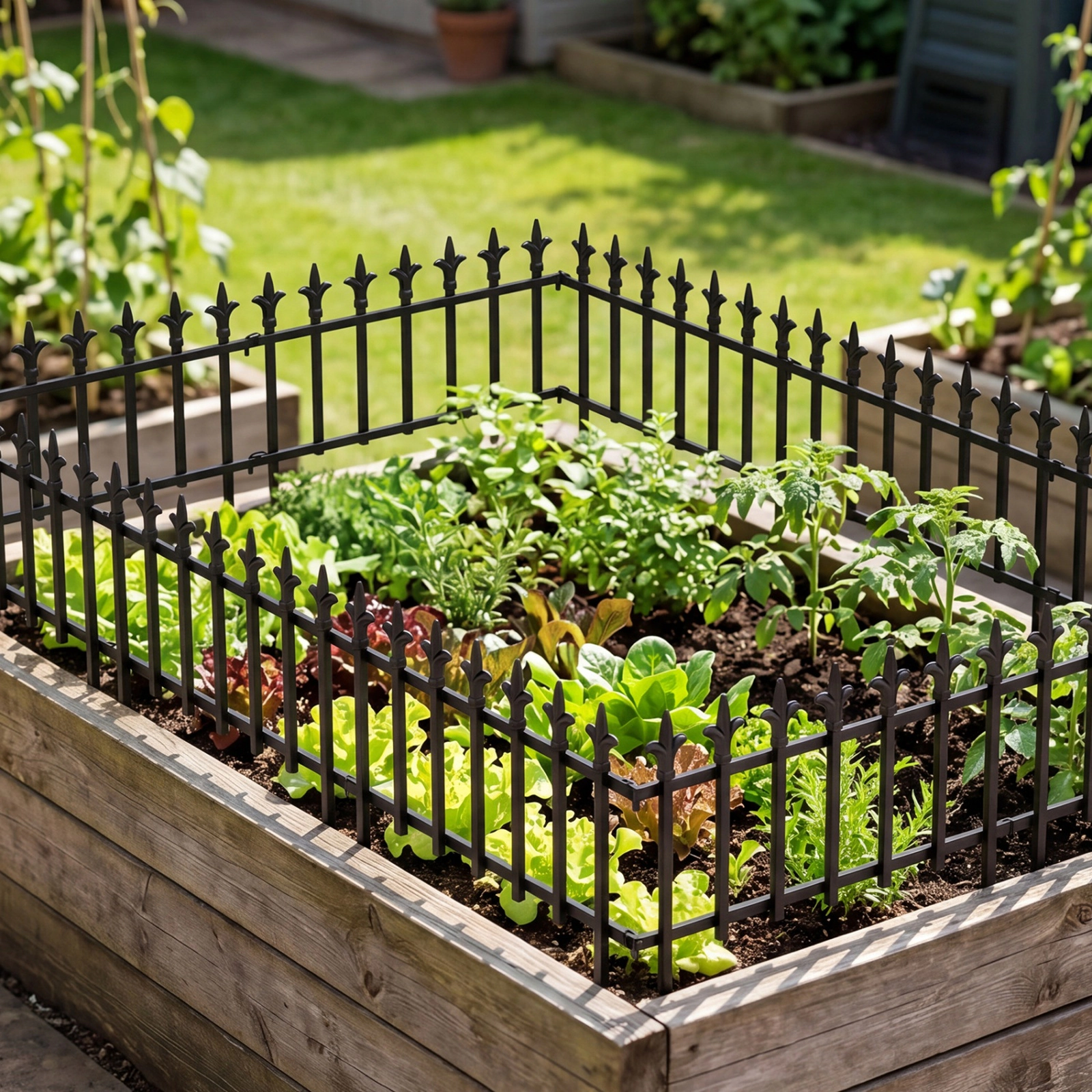 SUGIFT No-Dig Decorative Metal Garden Fence Panels 22 x 17 in Landscape Border 5-Pack/10-Pack Black