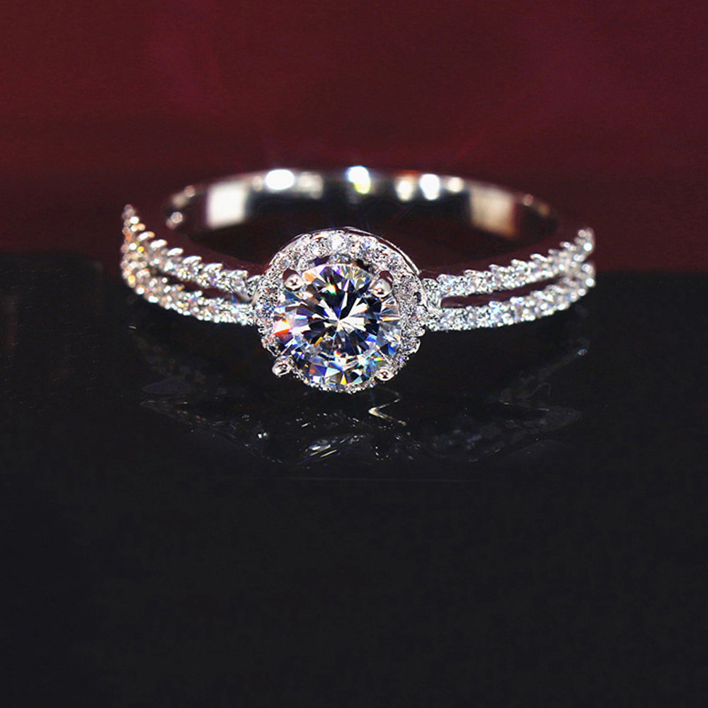 Graceful 4-Prong Setting Round Cubic Zirconia Ring