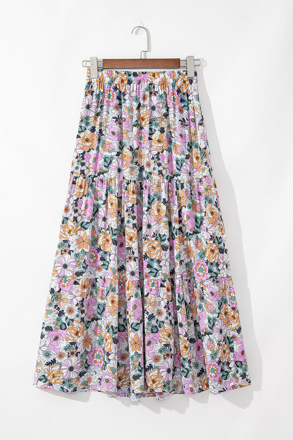 Threaded Pear Women's Amira Print Tiered Maxi Skirt