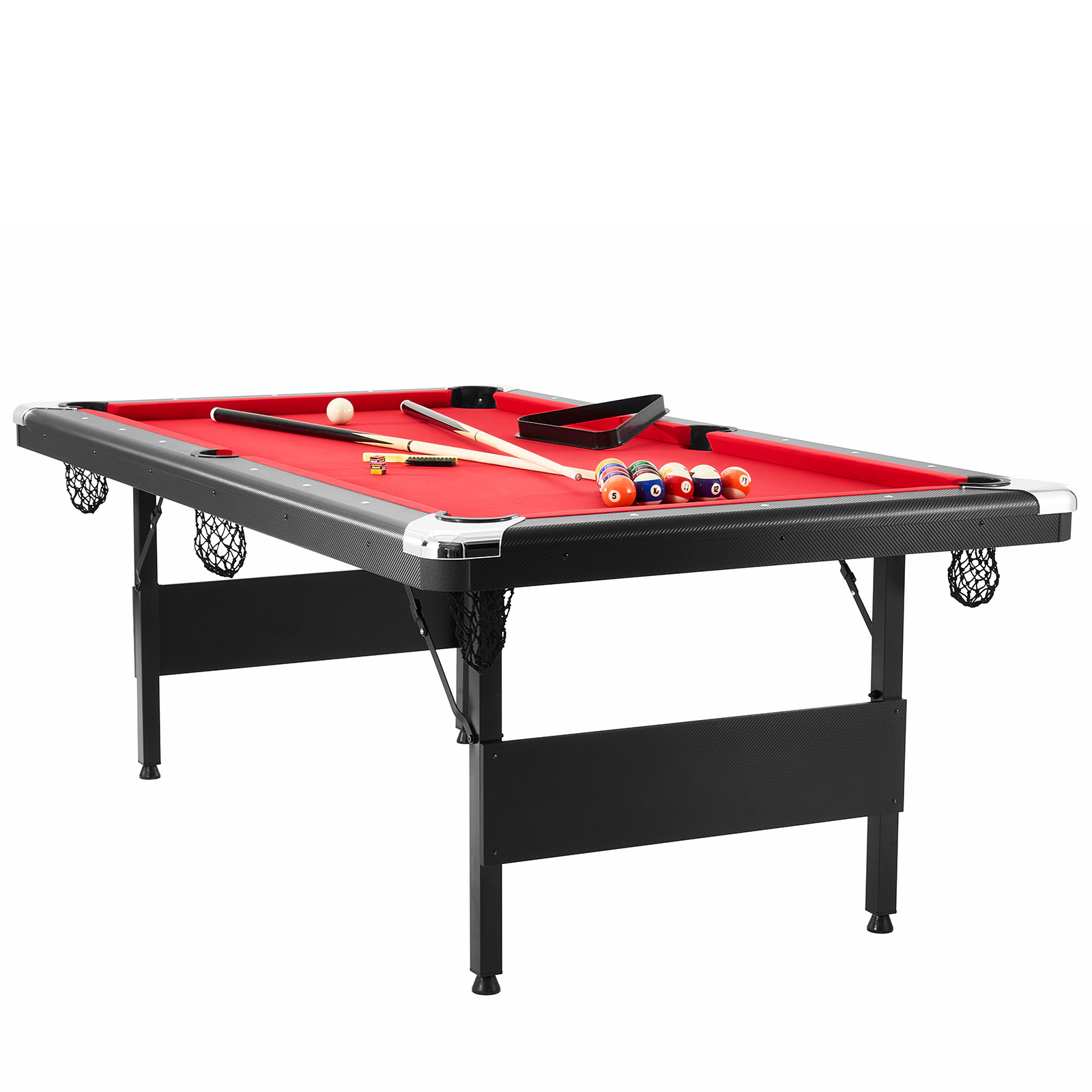 HONGGE Pool Table Portable Billiards Foldable Space-Saving Game Set Includes Brush with Cloth for Family Room