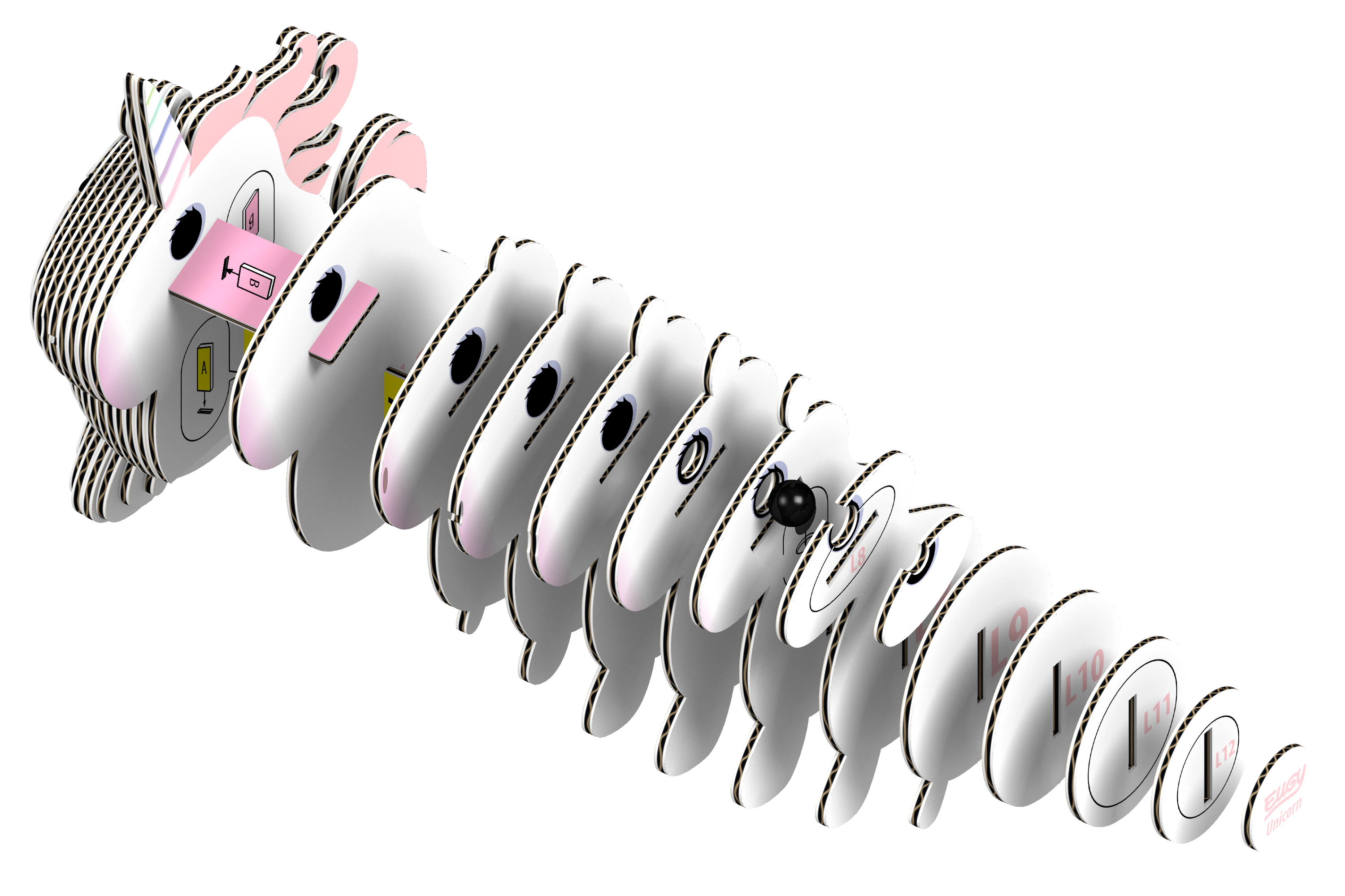EUGY Unicorn 3D Puzzle - contains 28 puzzle pieces