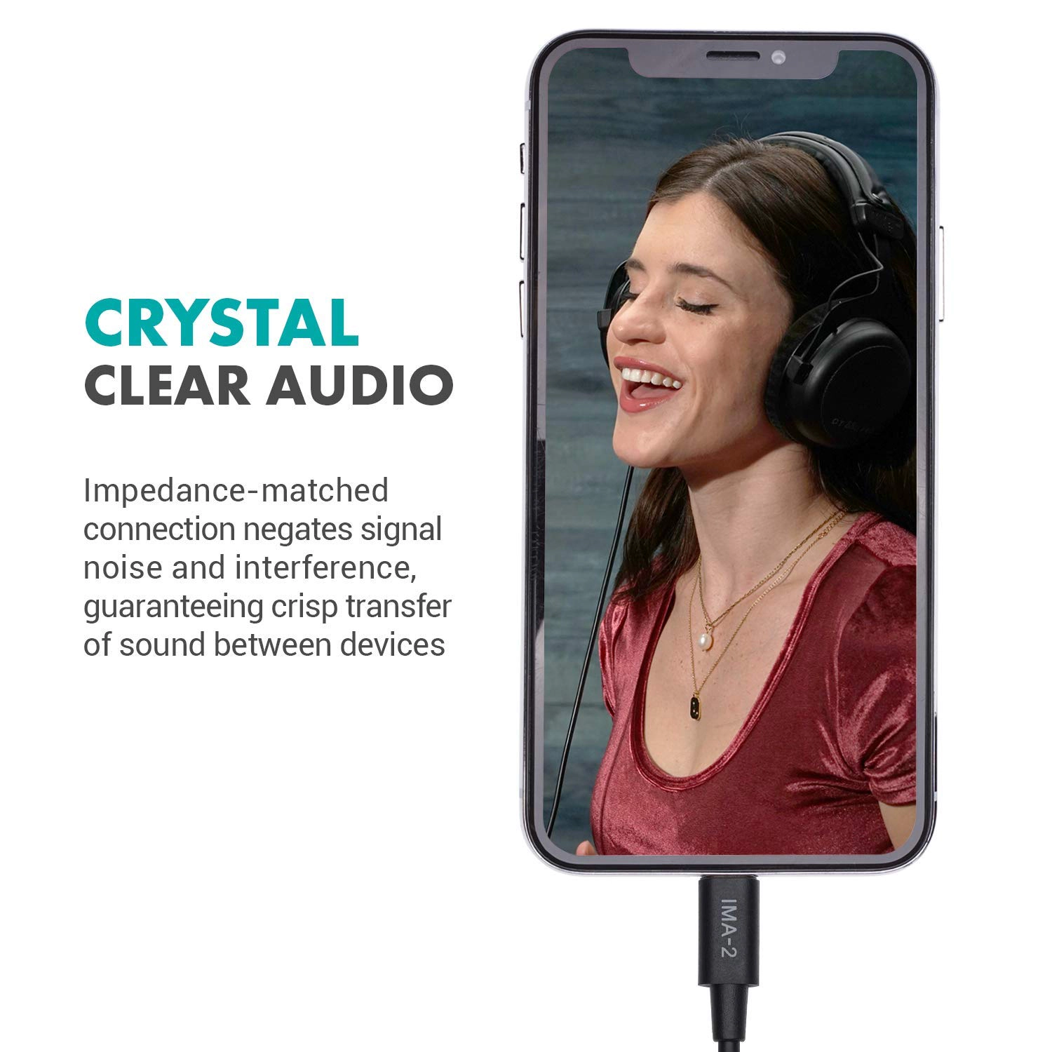 Movo IMA-2 Headphone Adapter - 3.5mm TRS to Lightning - Compatible with iPhone and iPad