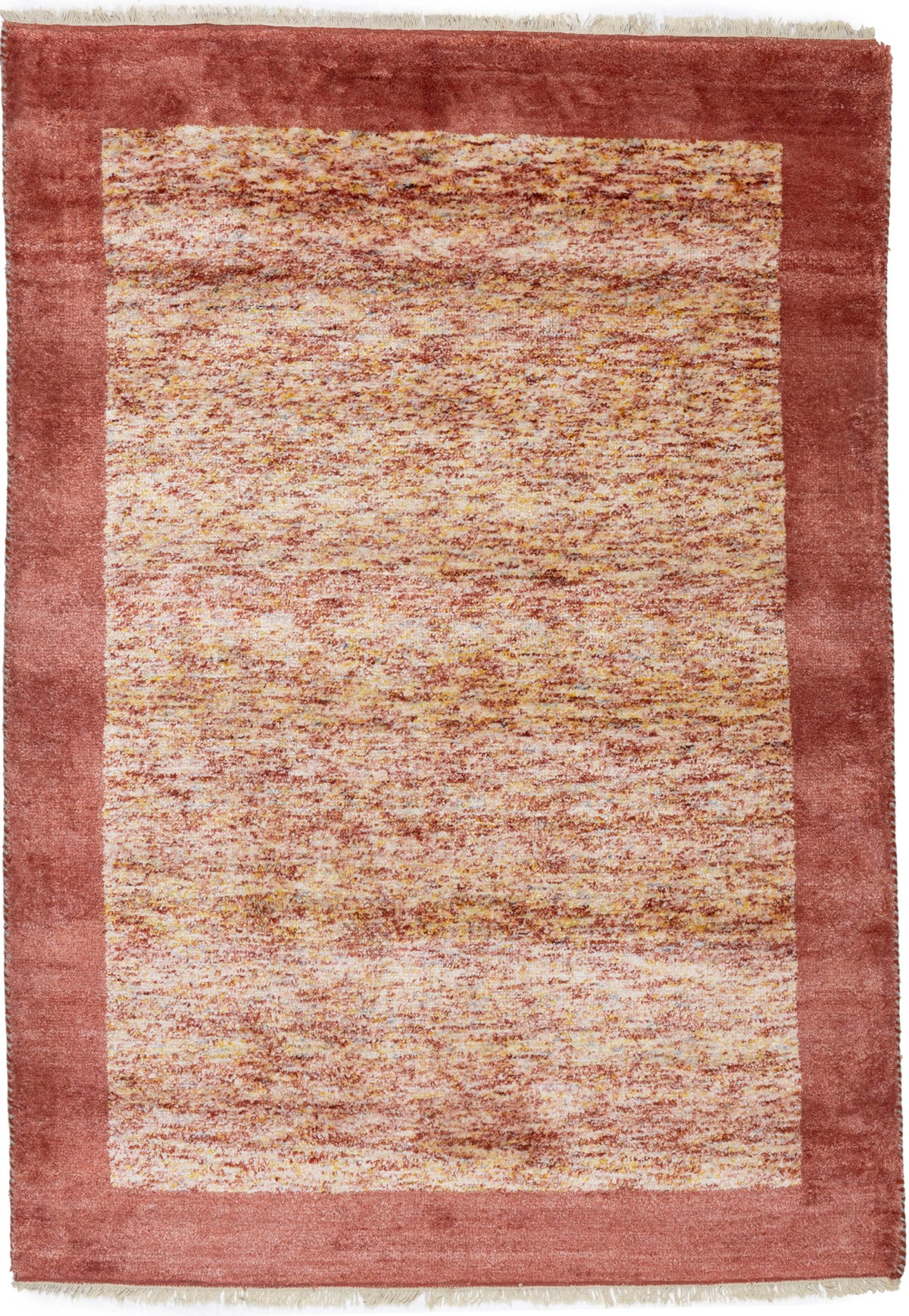 Magic Rugs Maroon Red Border Tribal 4'6X6'5 Indo-Gabbeh Oriental Rug
