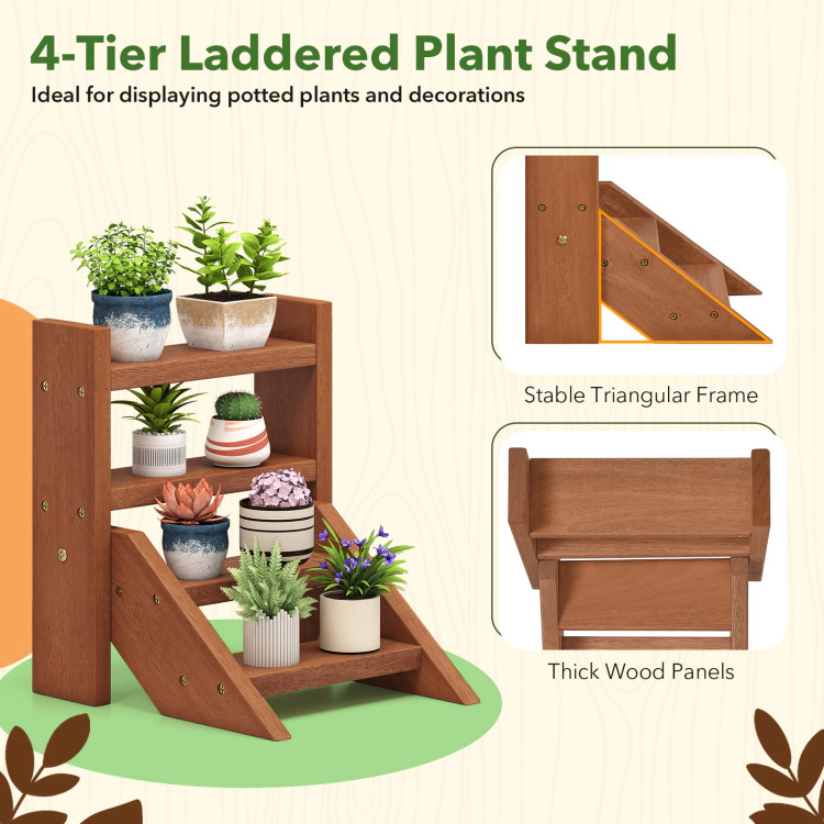 Hivvago Solid Wood Plant Stand for Flowerpots and Succulents