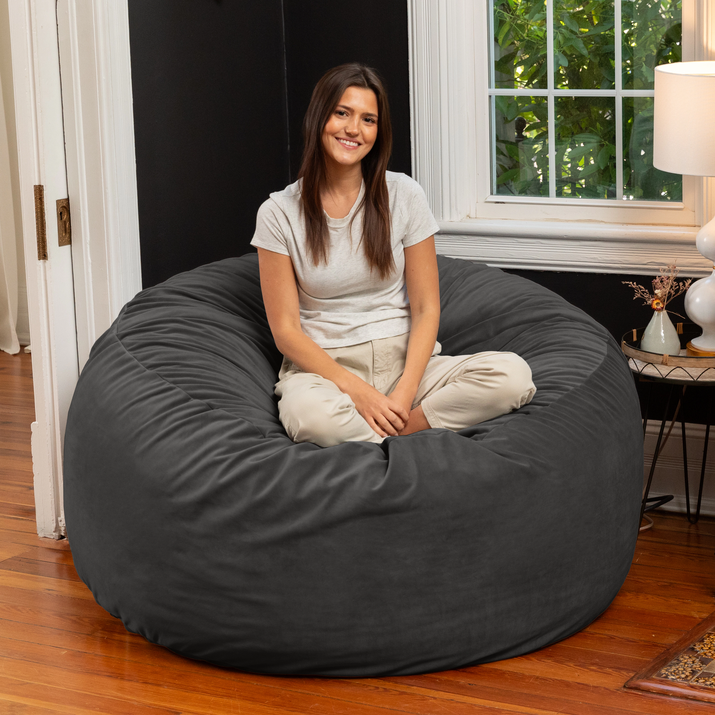 Jaxx 5 Foot Saxx - Large Round Bean Bag Chair for Adults