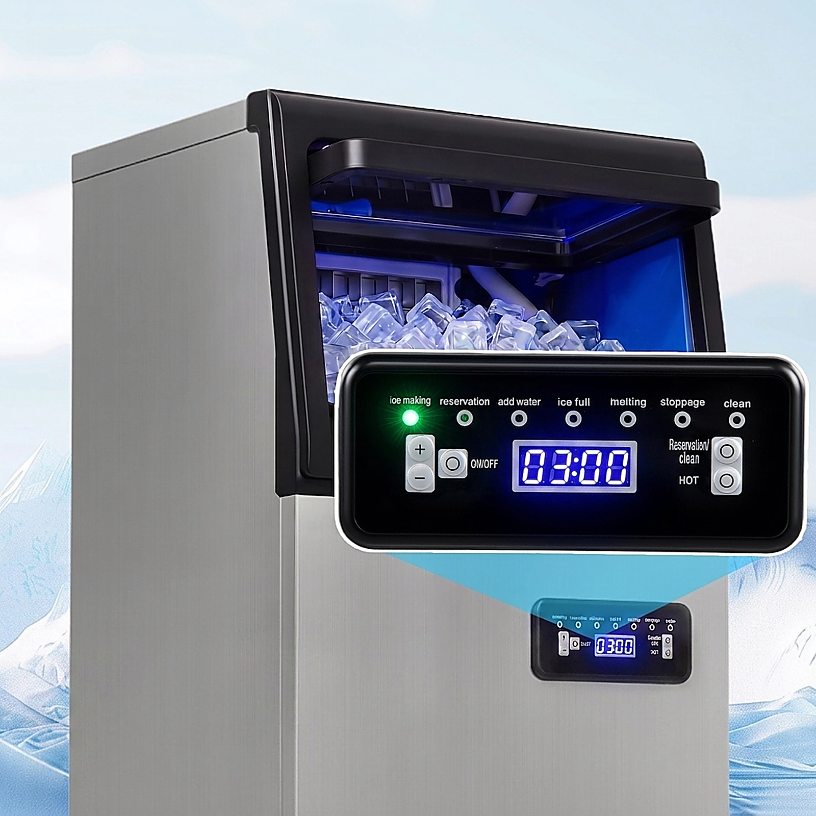 SUGIFT Silver Commercial Ice Maker with 110-lb Daily Output and 25-lb Storage Bin 13.78-in W 13.19-in D 28.15-in H