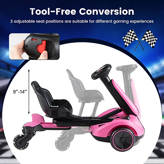 SUGIFT 6V Kids Electric Drift Go Kart with Light-Up Wheels and ...