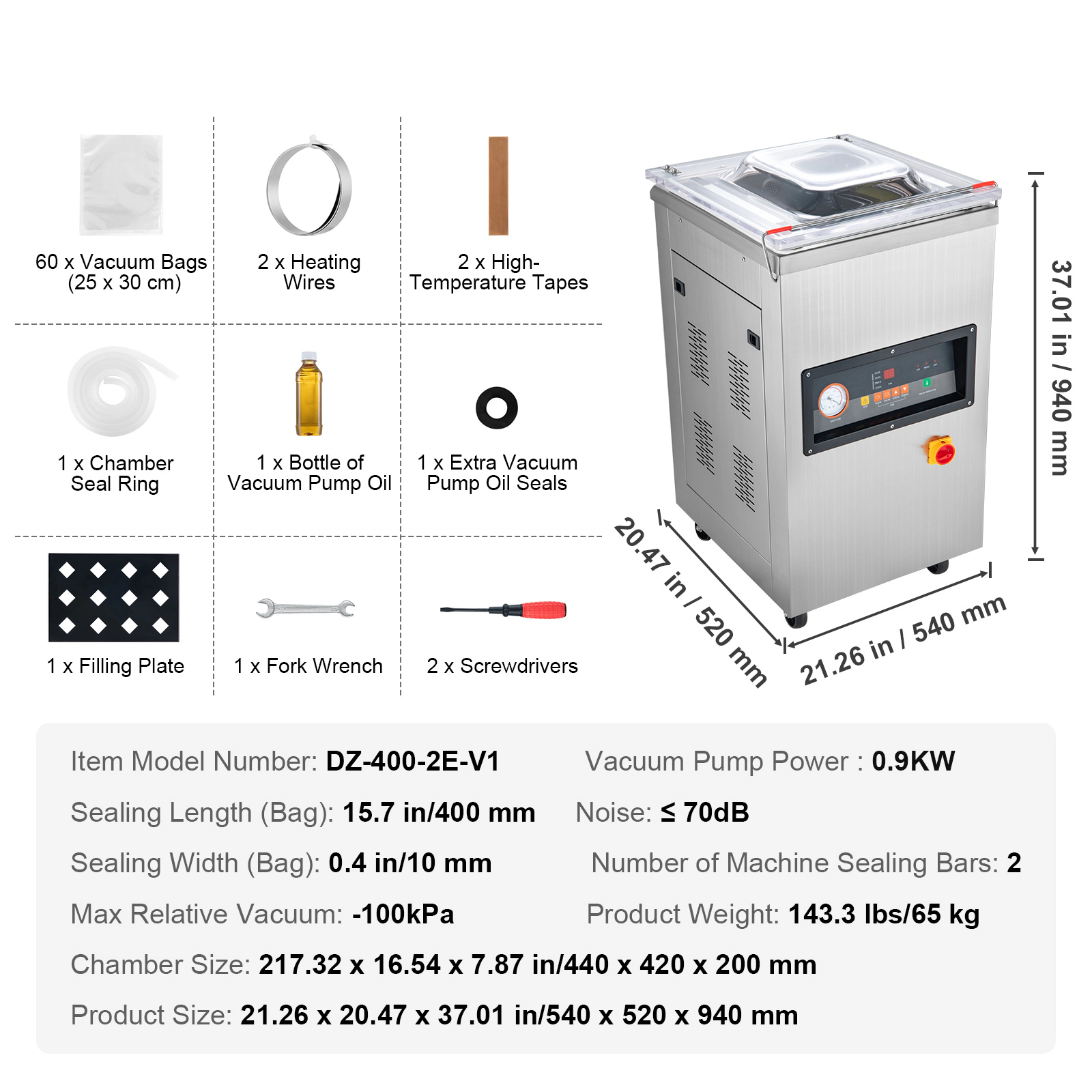 HONGGE Chamber Vacuum Sealer Sealing Power Vacuum Packing Machine for Wet Foods Meats Marinades and More Compact Size