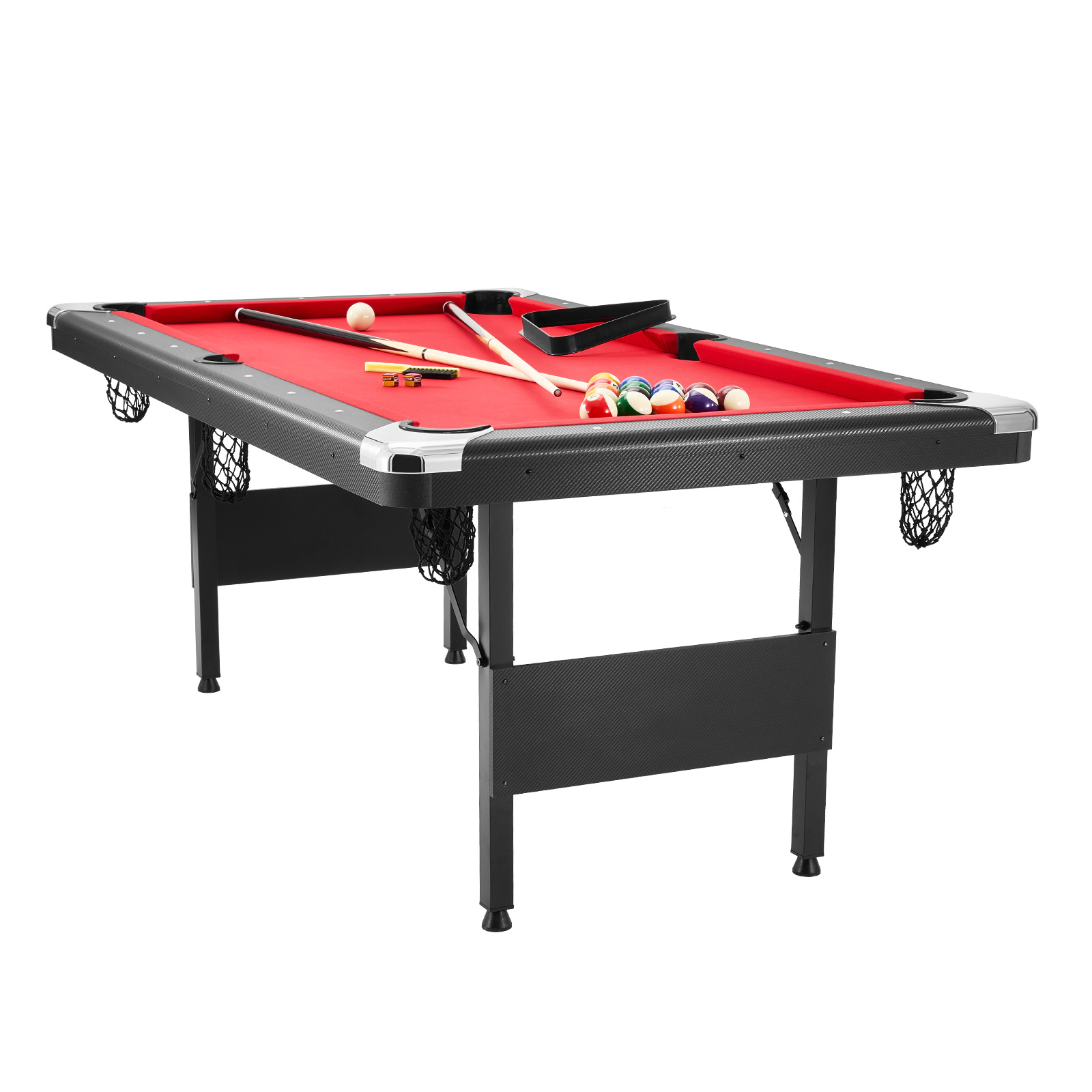 HONGGE Pool Table Portable Billiards Foldable Space-Saving Game Set Includes Brush with Cloth for Family Room