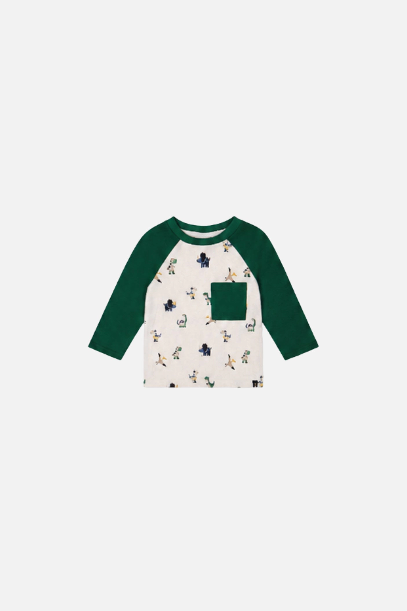 Deux par Deux Boys Long Sleeve Raglan Dinosaur Print T-Shirt