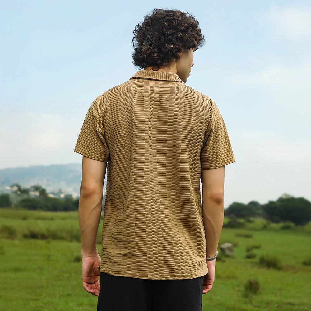 Flatten-Ruched Polo T-Shirt