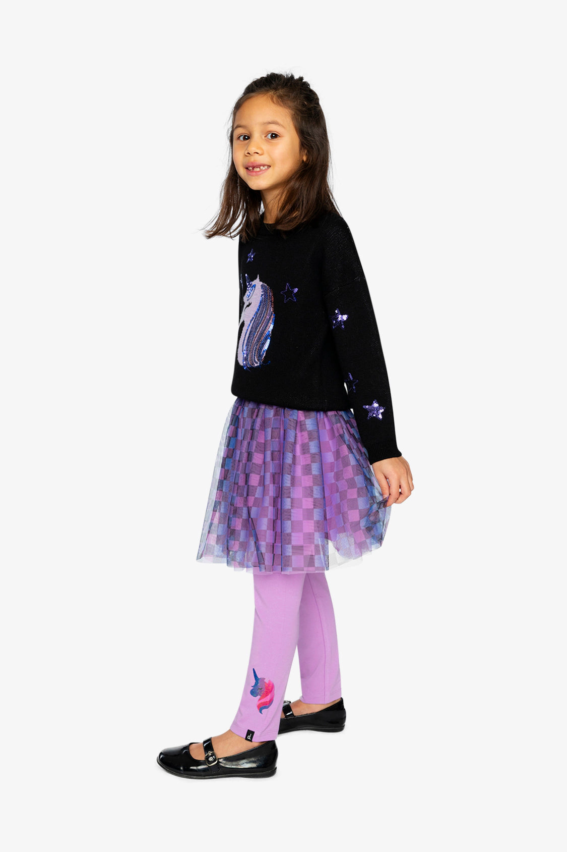 Deux par Girls Shimmering Unicorn Organic Cotton Jersey Leggings