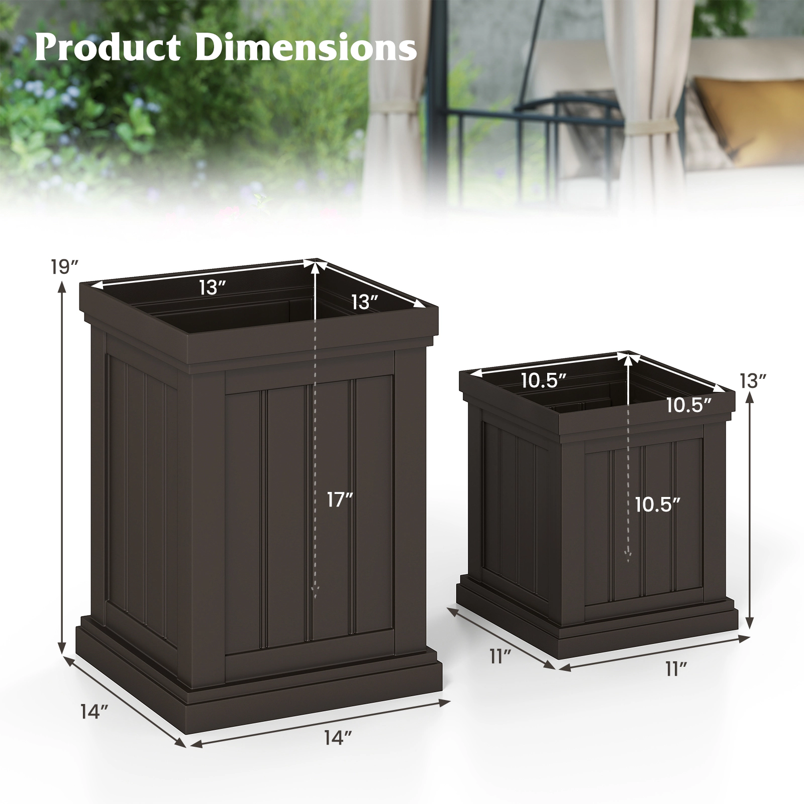 SlickBlue  Brown Decorative PP Planter Set for Patio Porch Living Room and Office Plants-Set of 2