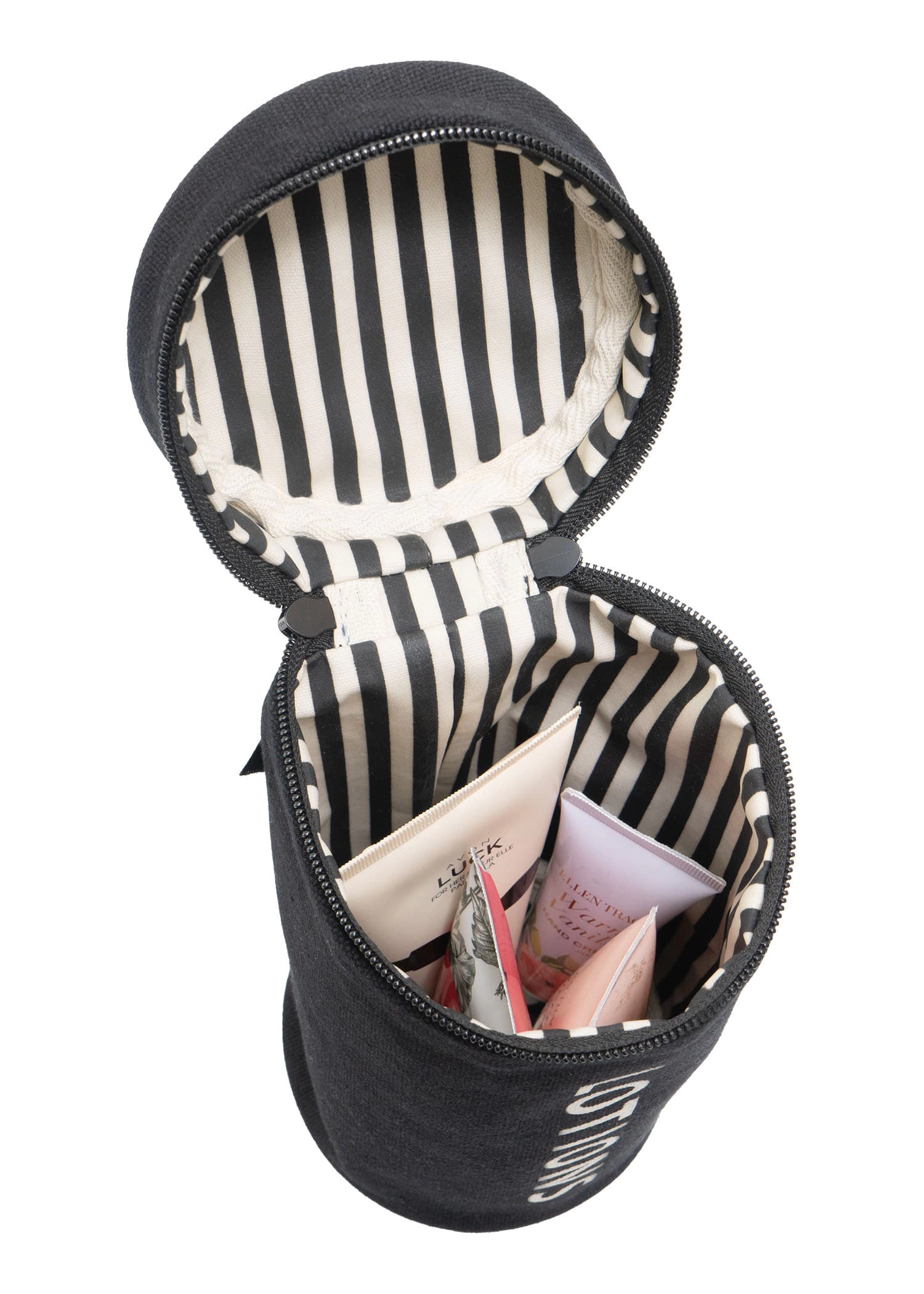 La L'Amour 16 oz Cotton Canvas Cylinder Toiletry Case with Top Handle