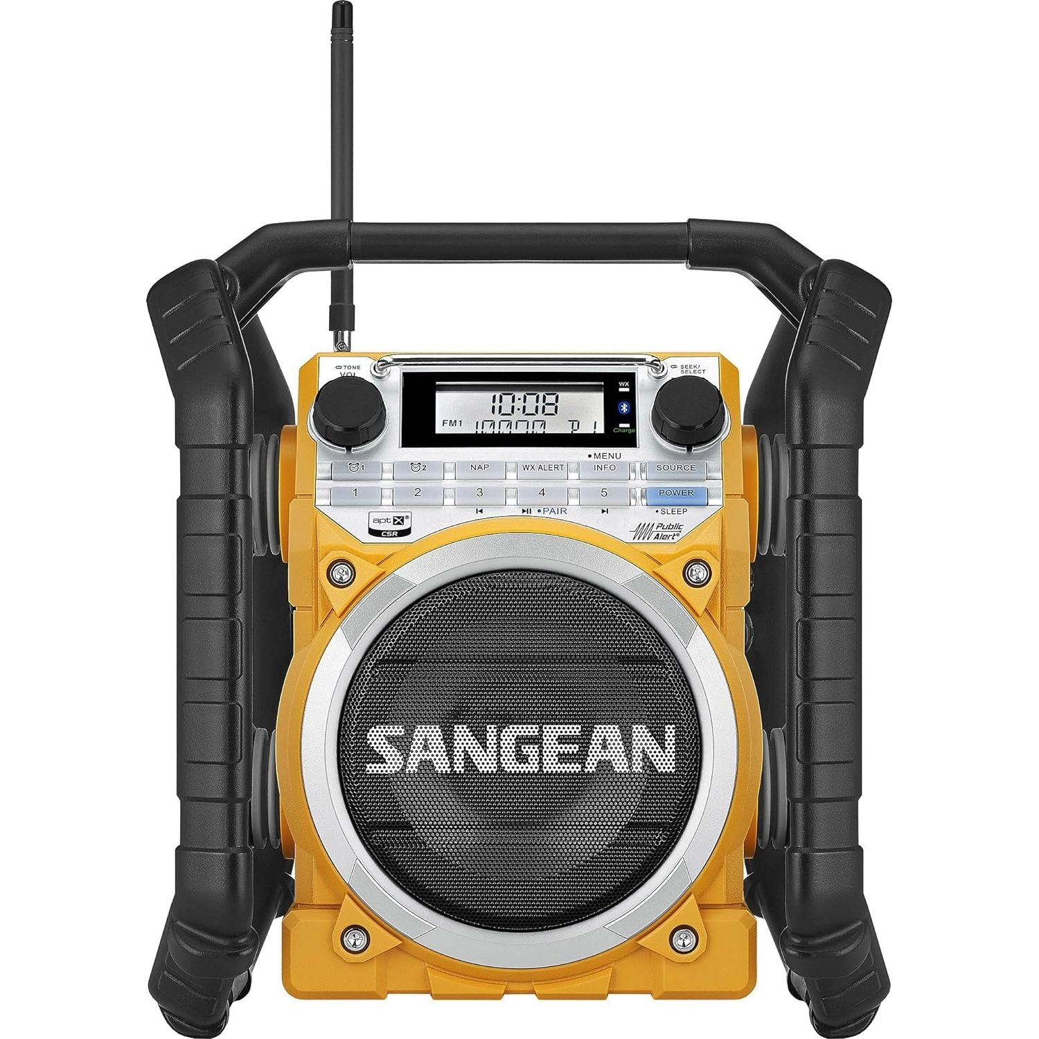 SANGEAN U4 Weather Alert Radio - Bluetooth AM/FM with Aux-in, Rechargeable Ultra-Rugged Digital Tuning Yellow